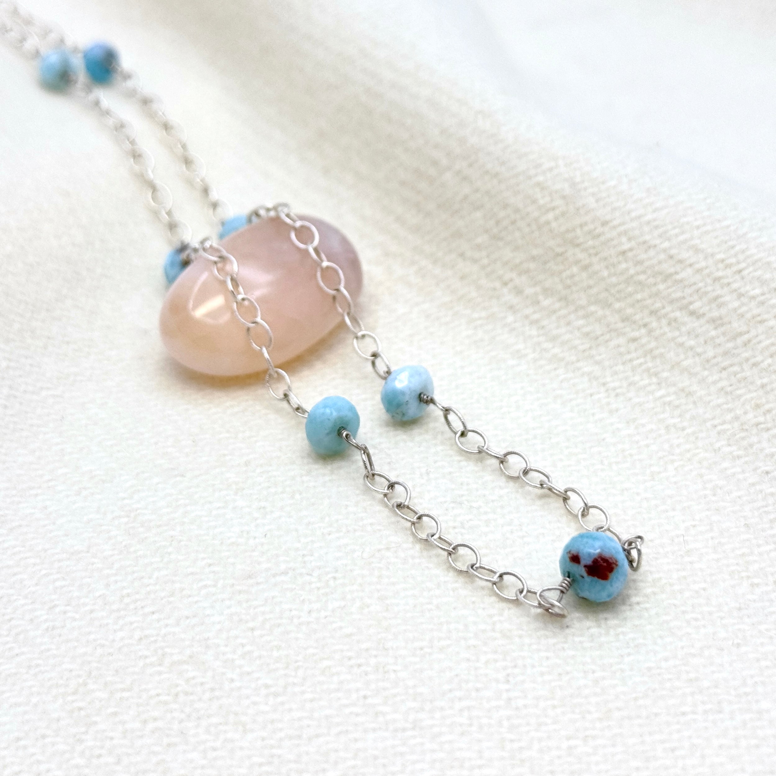 Larimar Sterling Silver Station Necklace