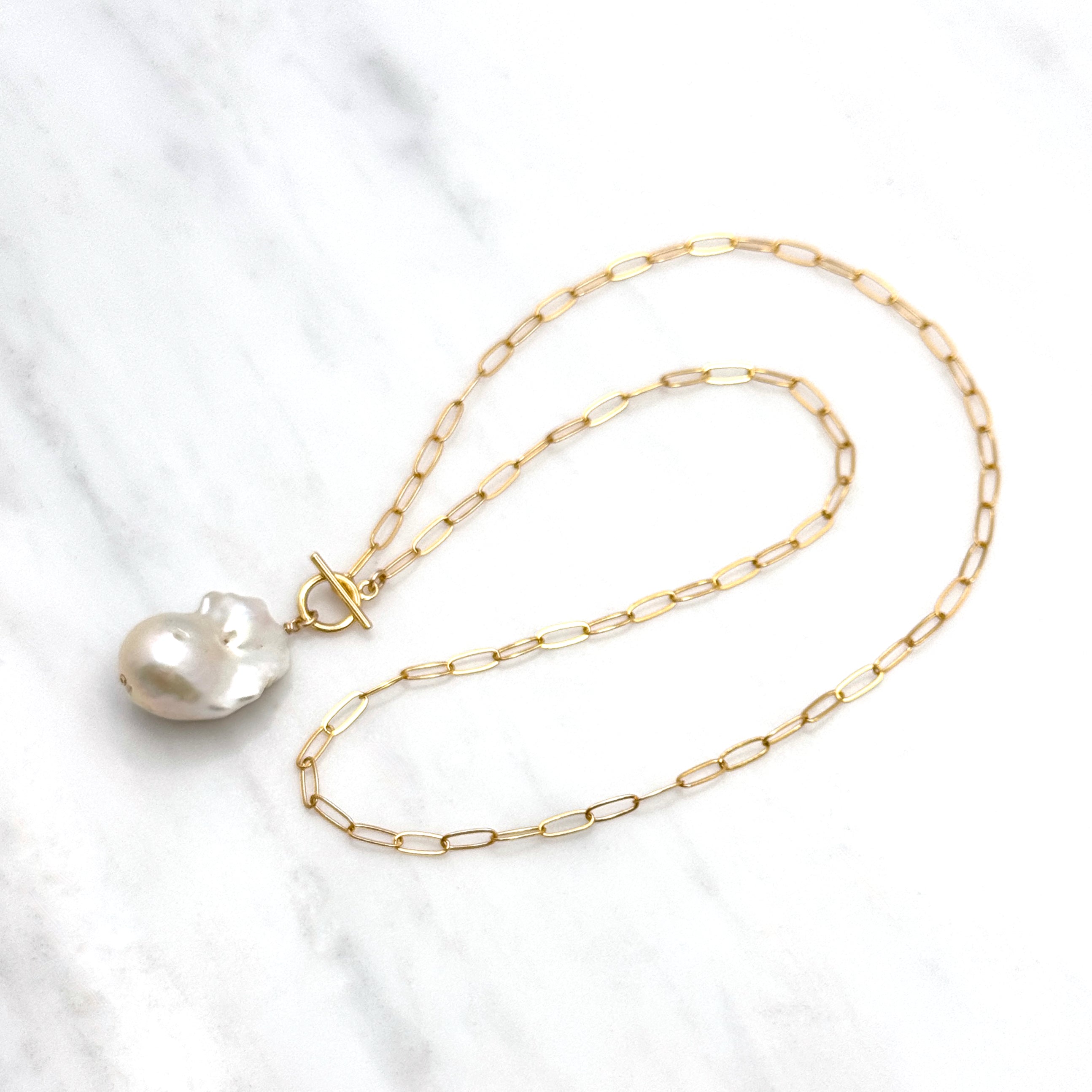 14k Gold-Filled Large Baroque Pearl Necklace