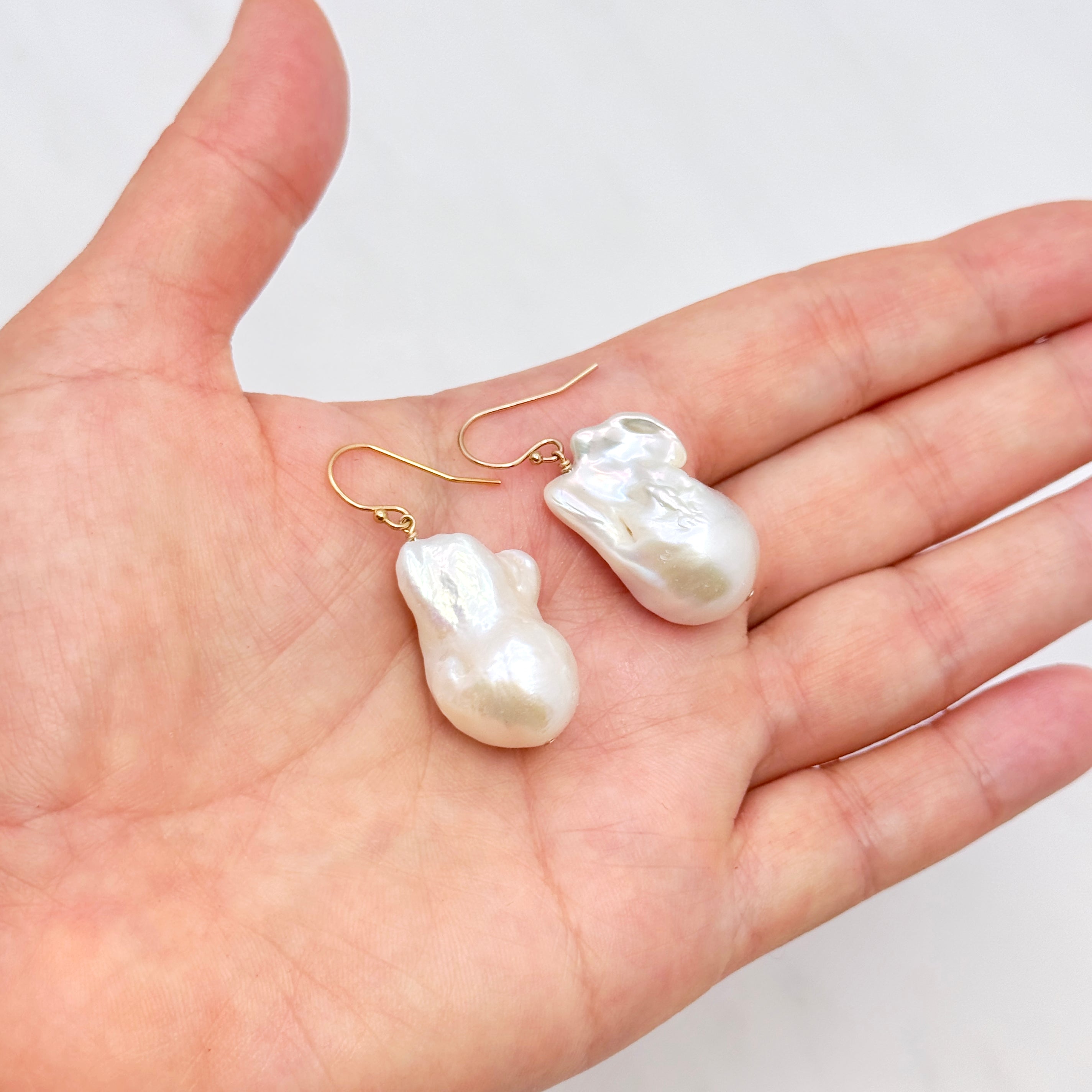 14k Gold Filled White Baroque Pearl Earrings