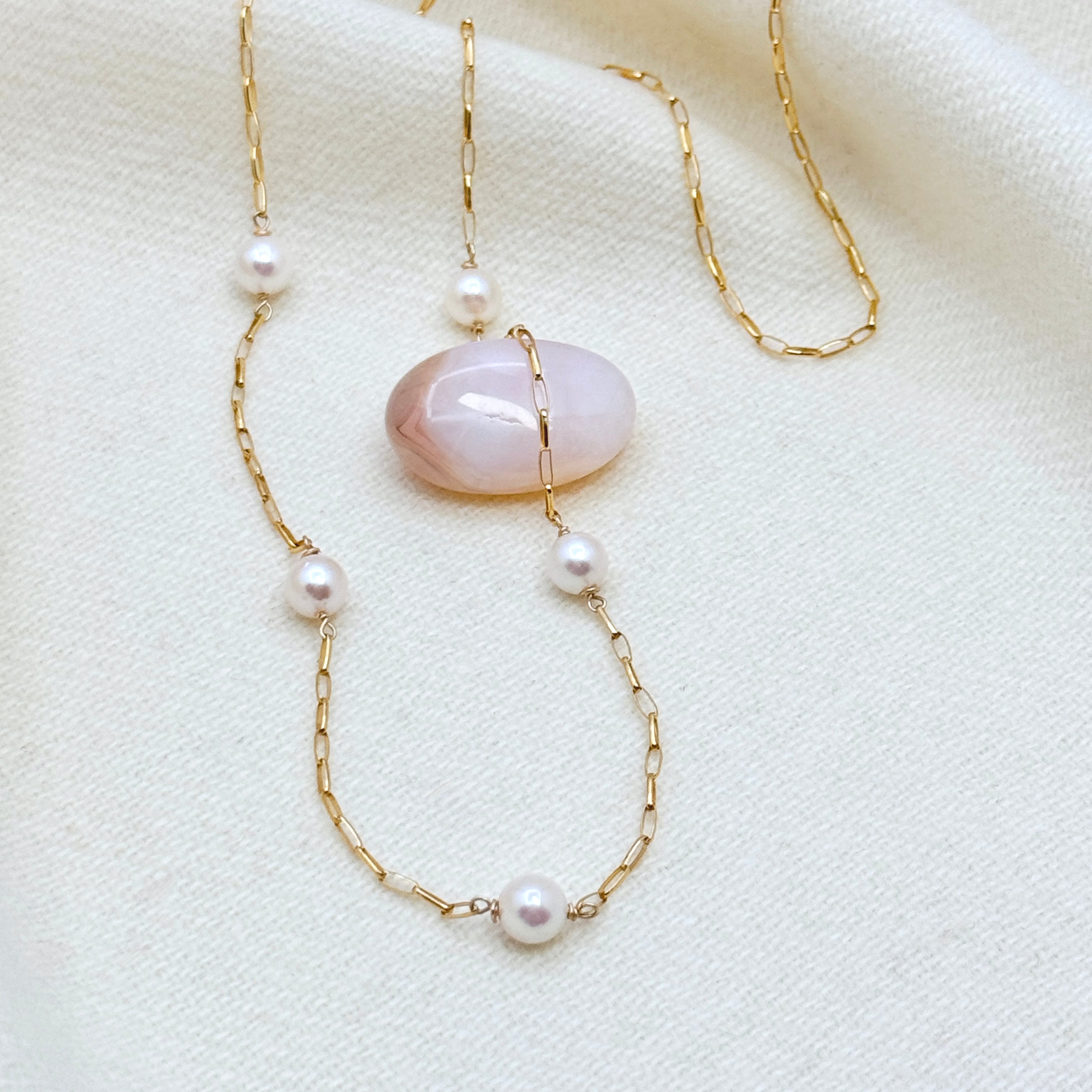 Akoya Pearl Station Necklace – Gold-Filled