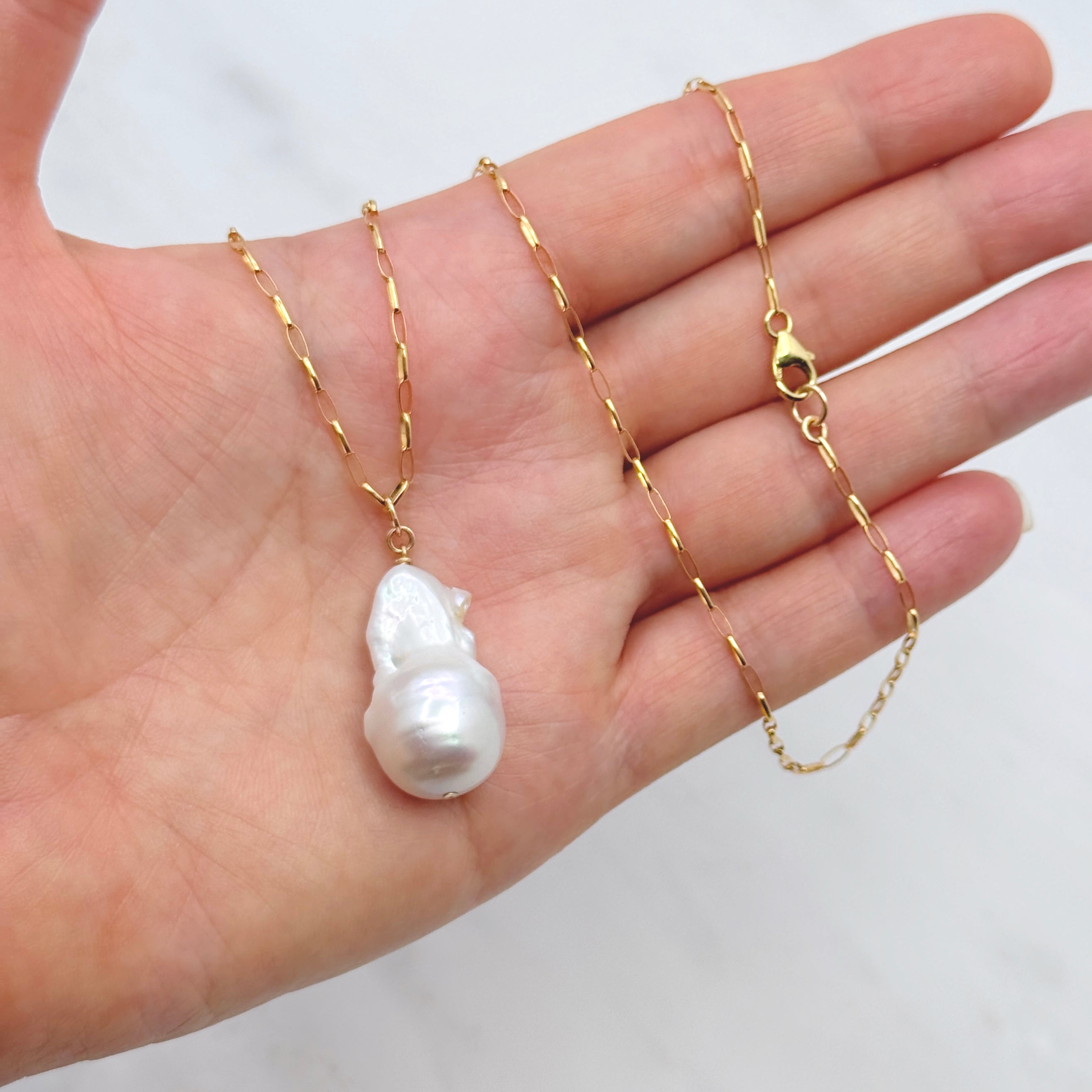 14k Gold-Filled Long Baroque Pearl Necklace
