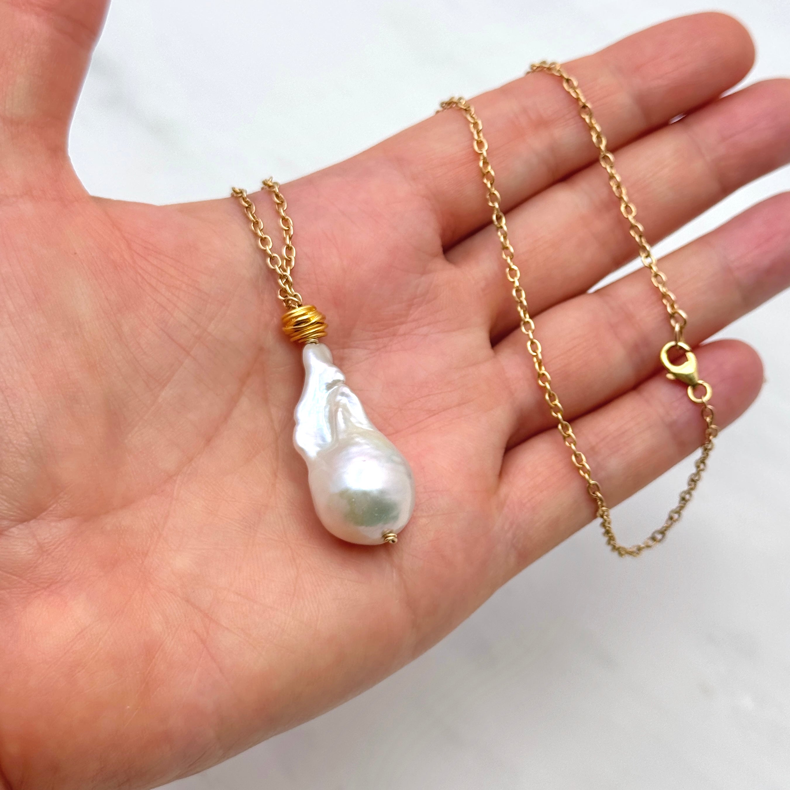 14k Gold-Filled Large Baroque Pearl Necklace