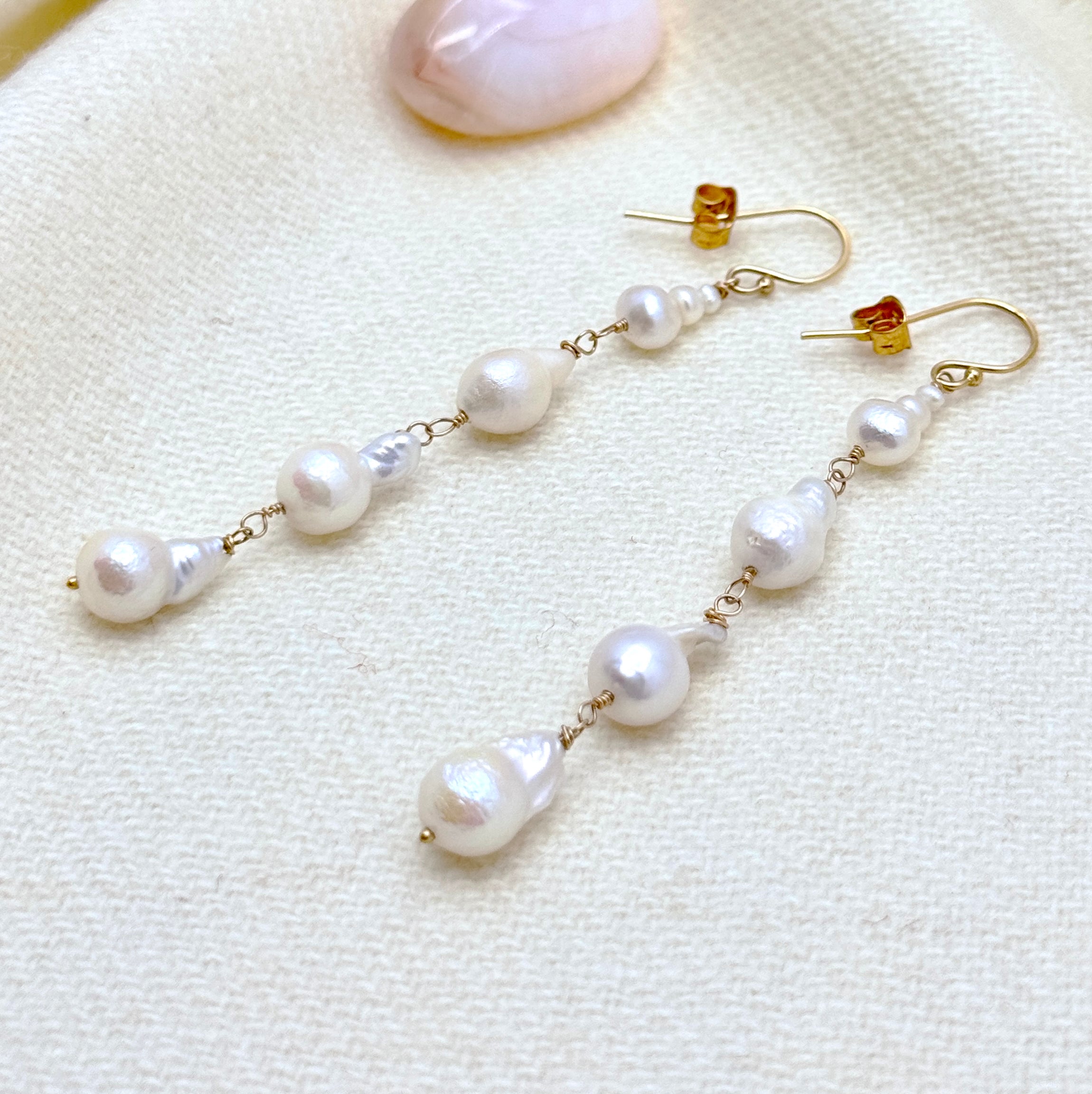 Baroque Pearl Gold-Filled Cascading Earrings