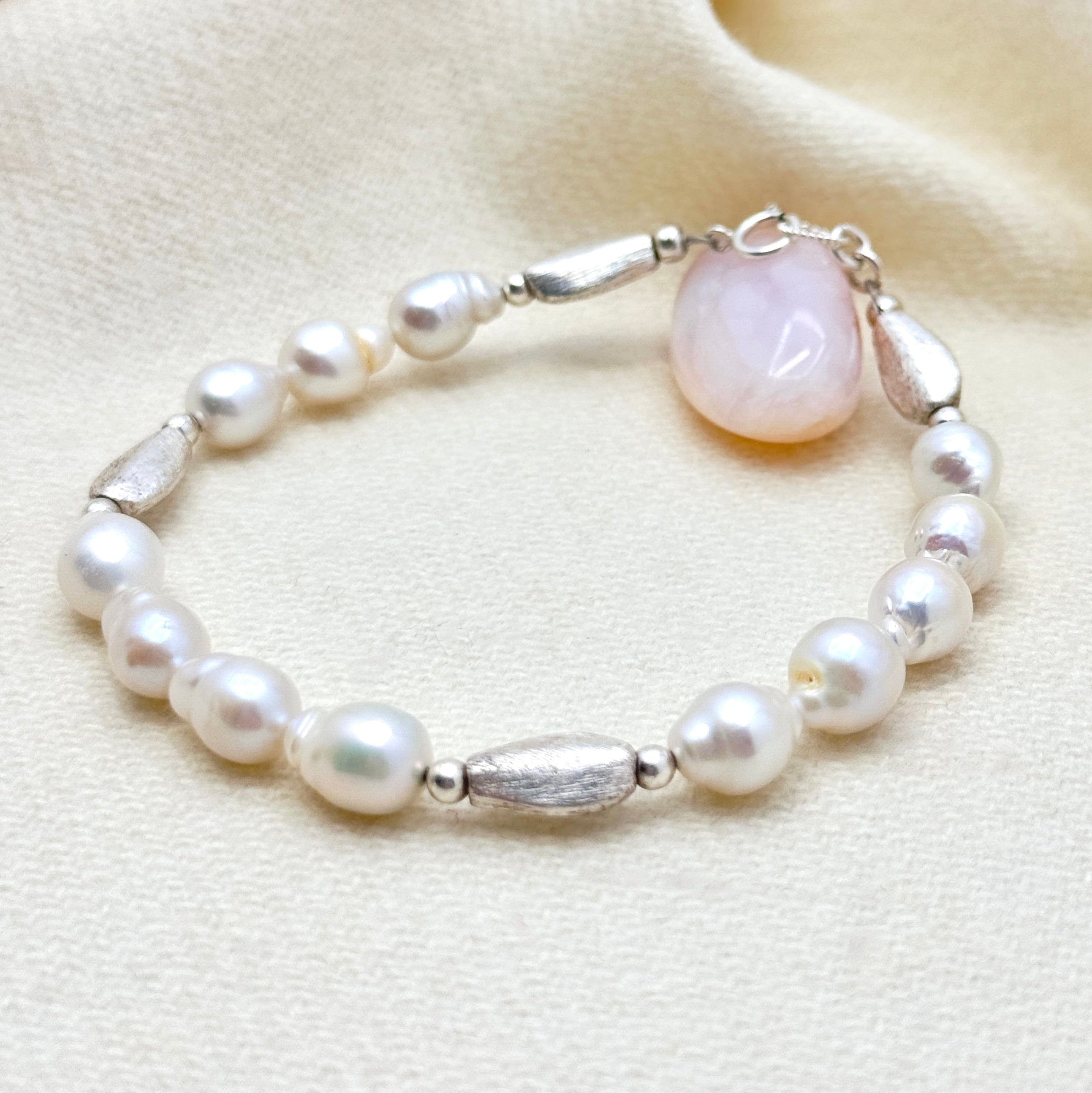 White Baroque Pearl Sterling Silver Bracelet