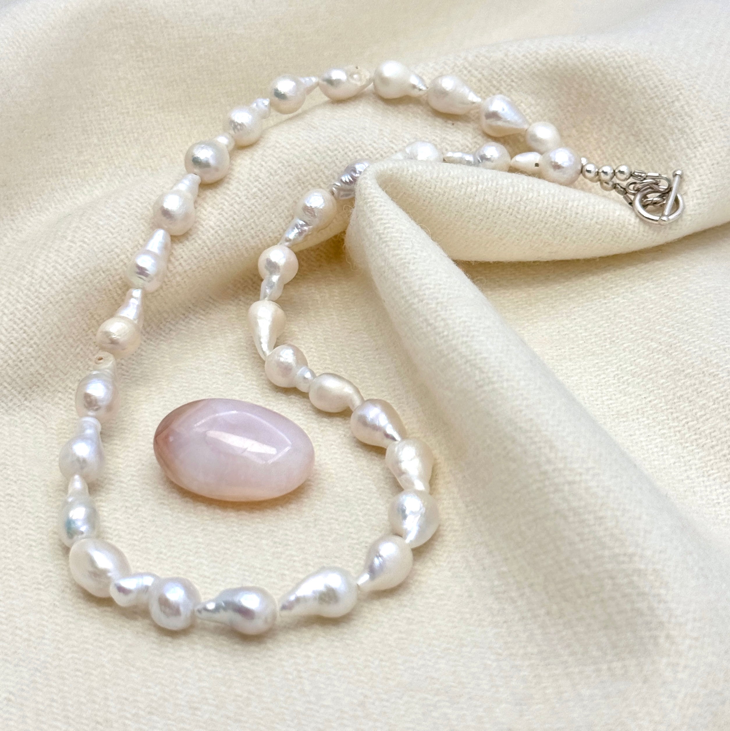 White Baroque Pearl Sterling Silver Necklace