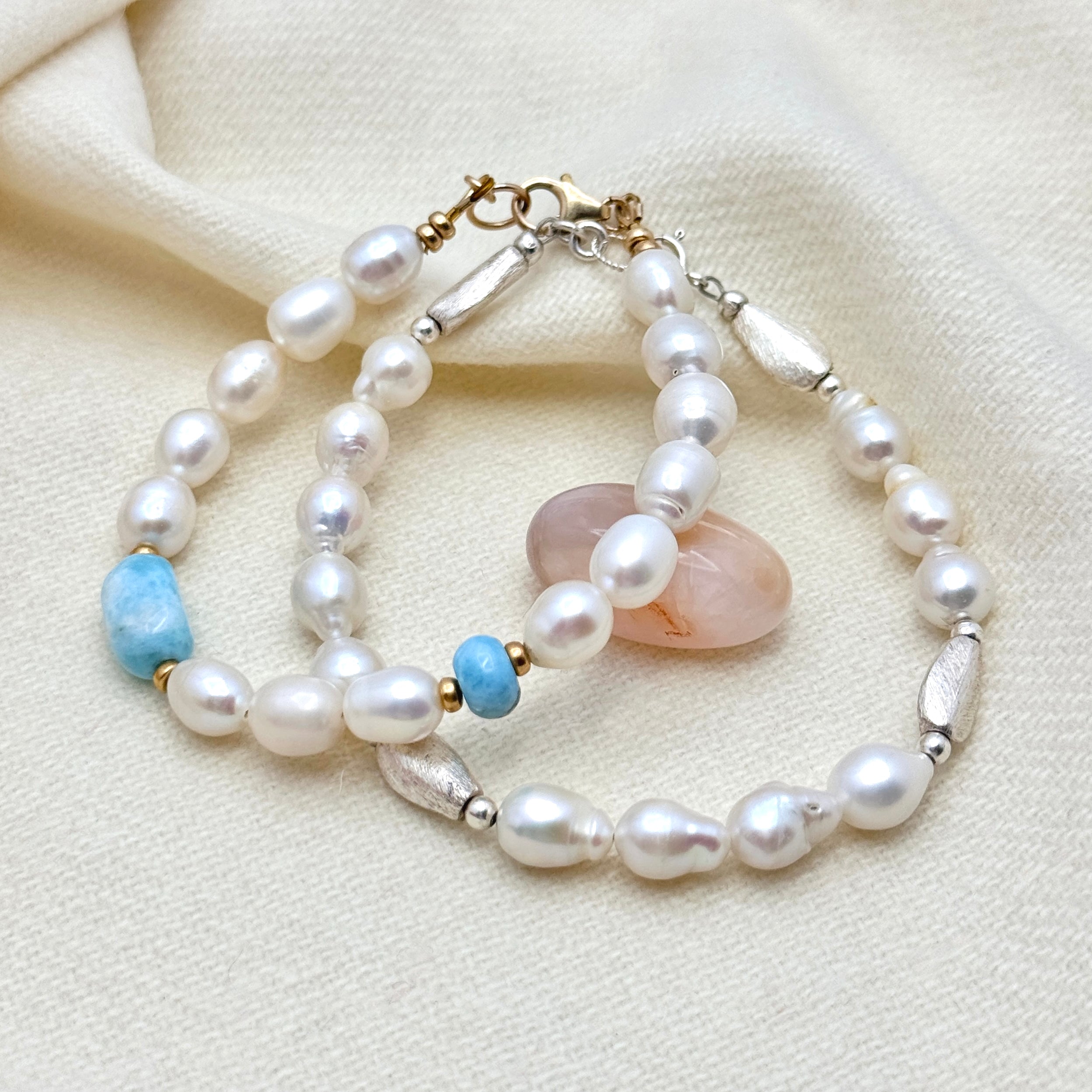 White Baroque Pearl Sterling Silver Bracelet