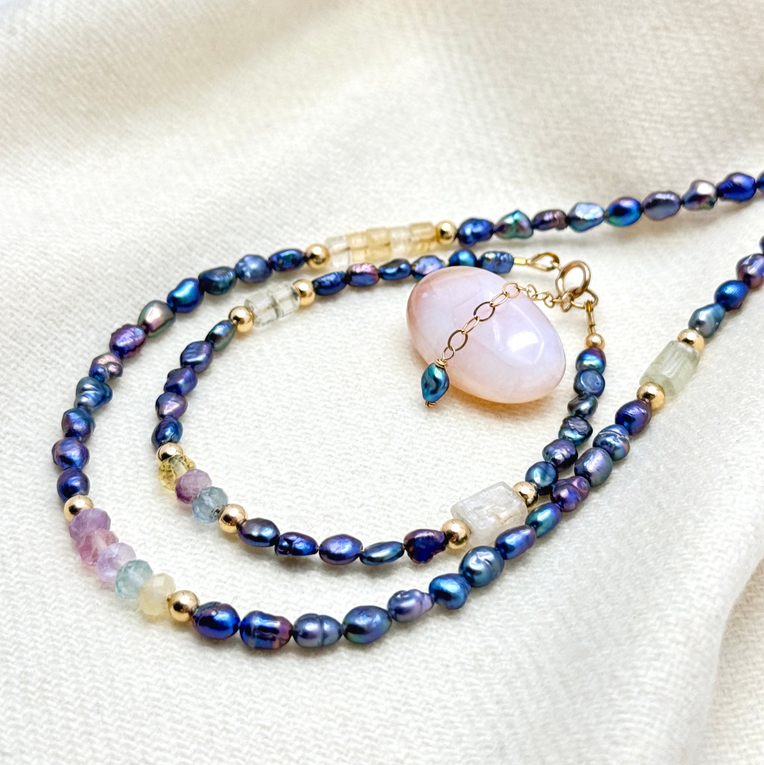 Colorful Peacock Pearl & Gemstone Bracelet
