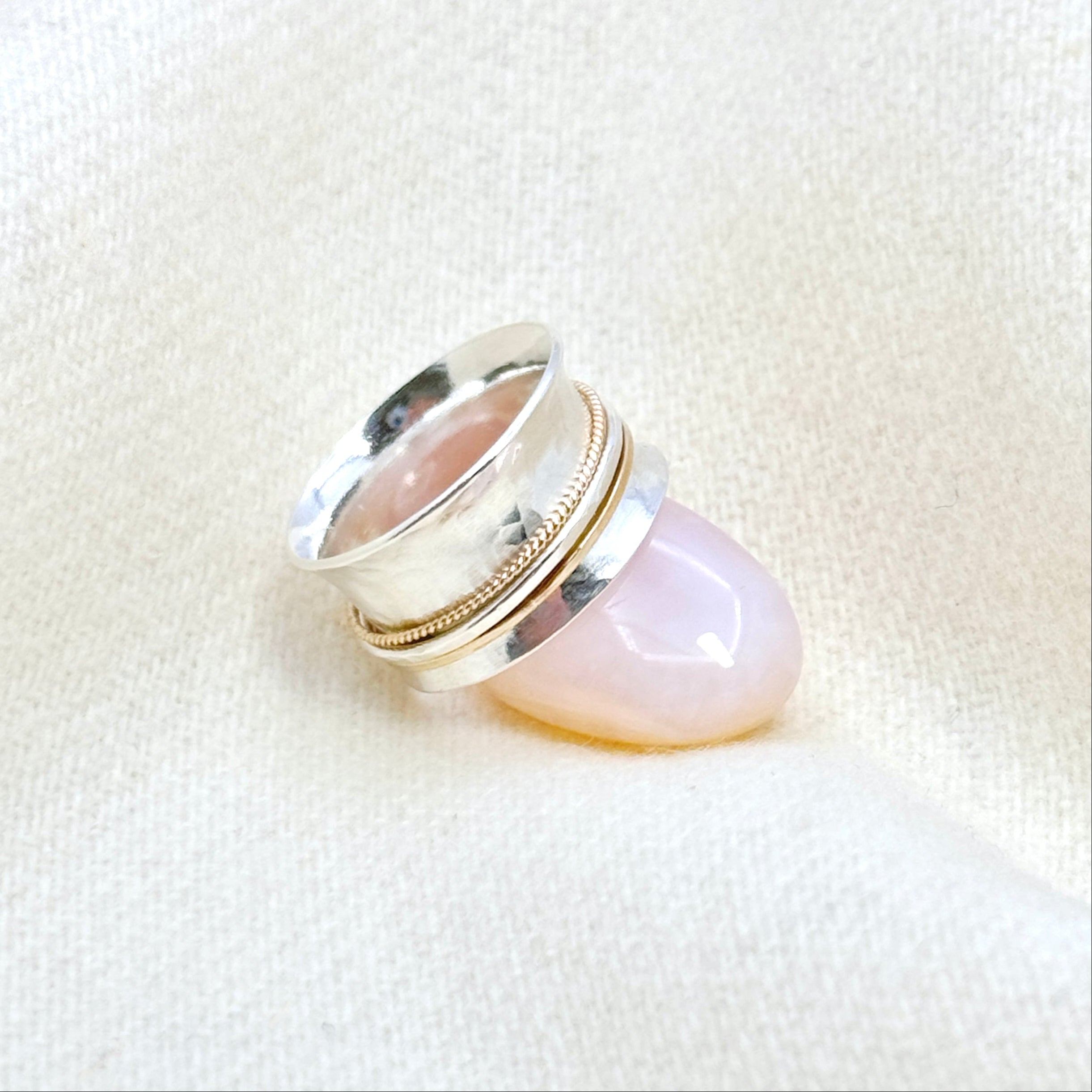 Sterling Silver Wide Mixed Metal Spinner Ring