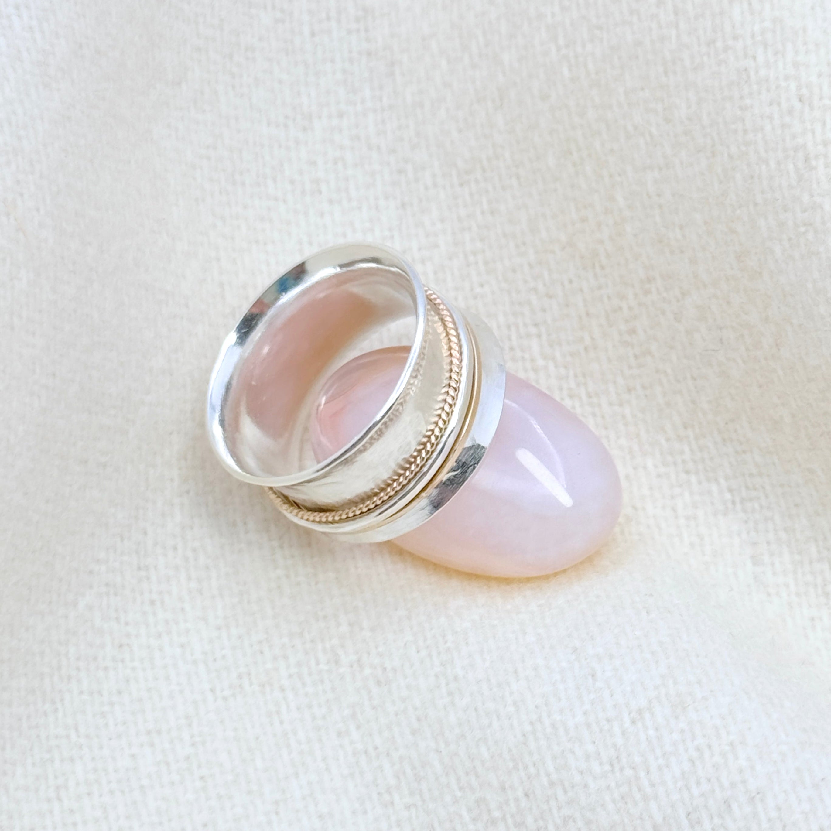 Sterling Silver Wide Mixed Metal Spinner Ring