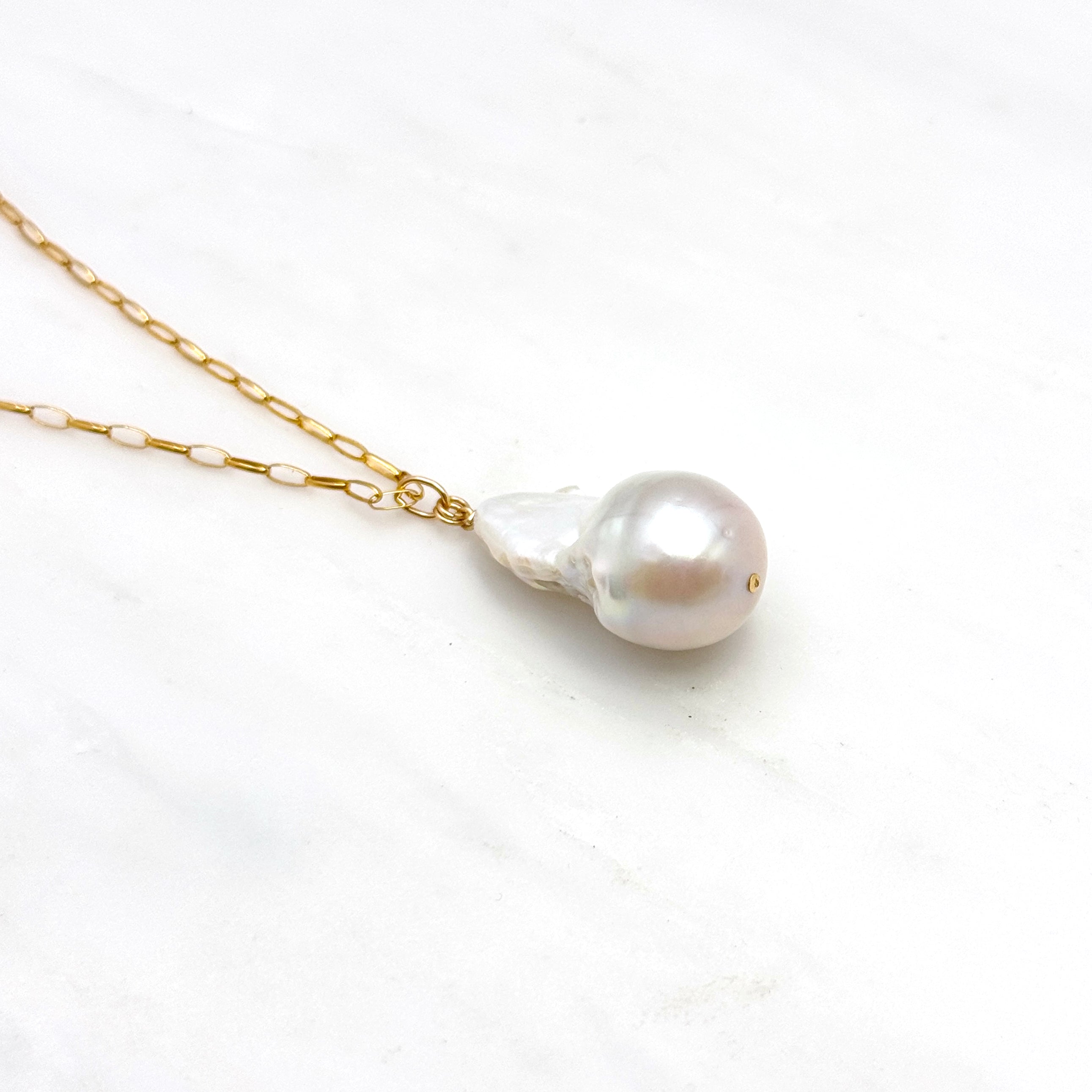 14k Gold-Filled Long Baroque Pearl Necklace