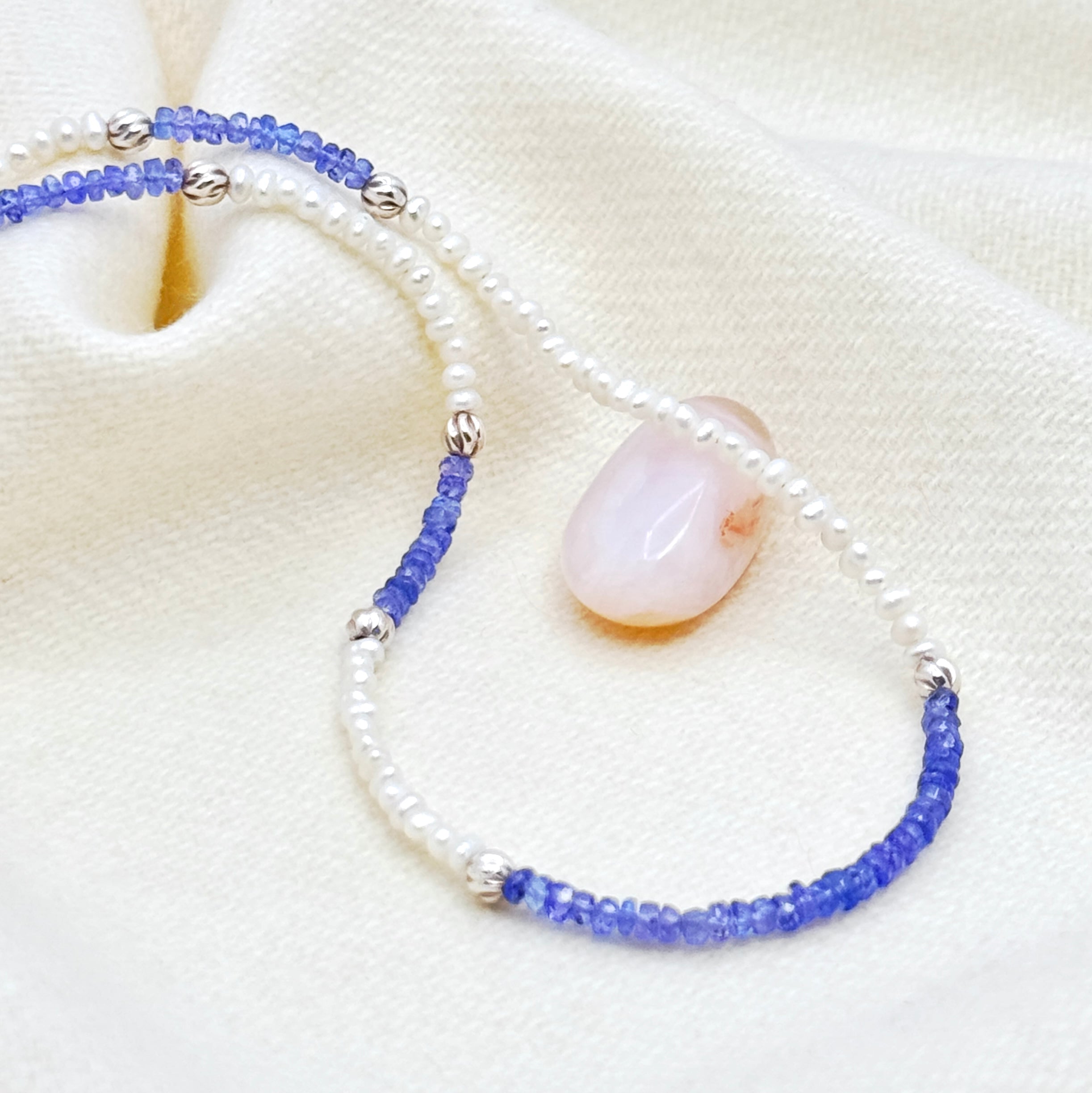 Tanzanite & Pearl Sterling Silver Choker