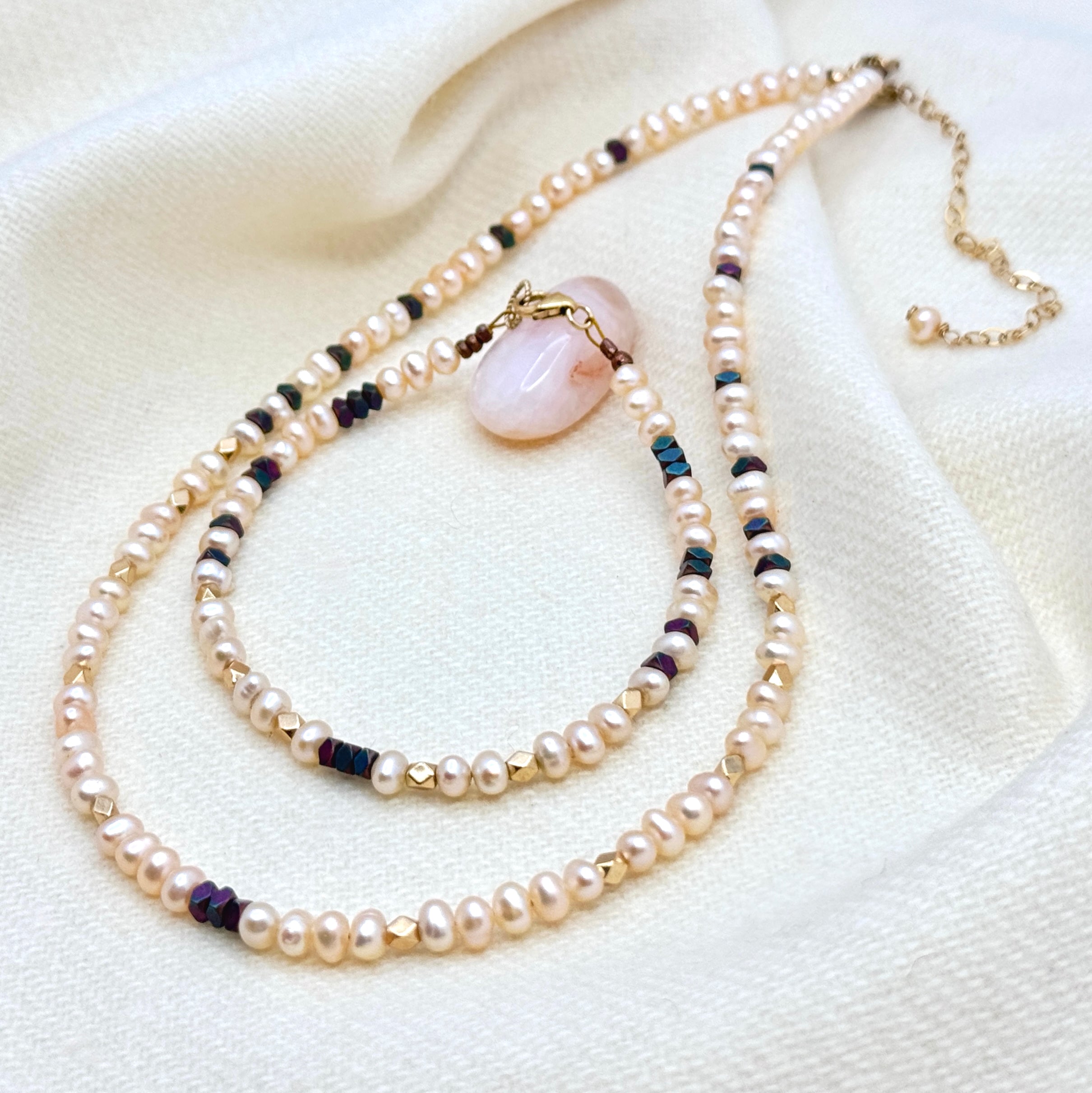 Ivory Pearl, Hematite, & Gold-Filled Necklace