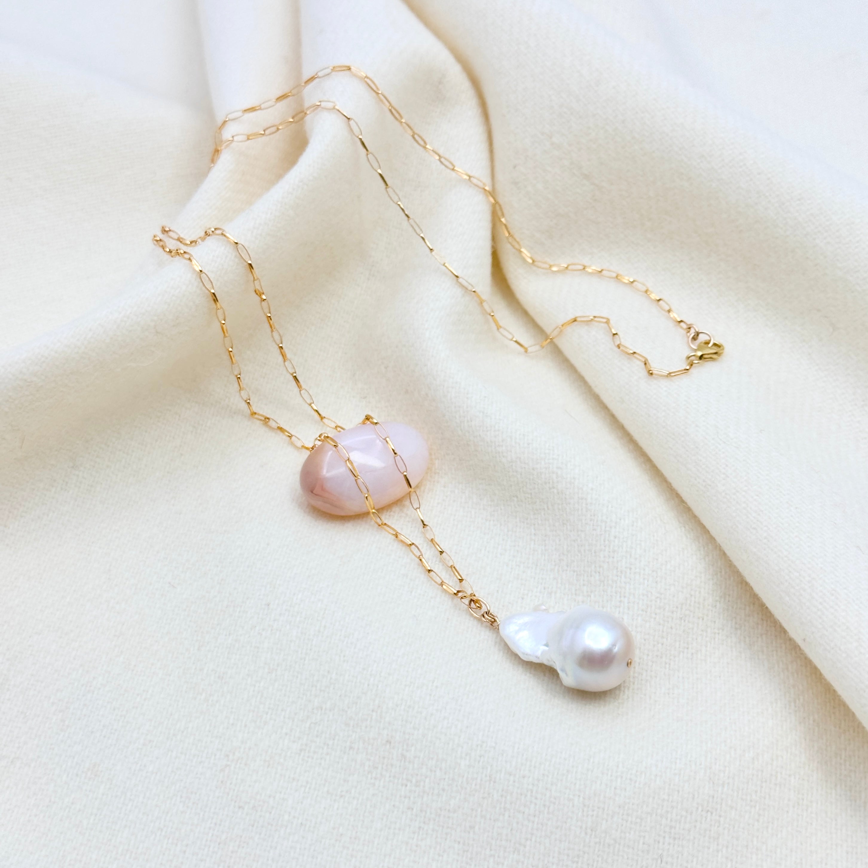 14k Gold-Filled Long Baroque Pearl Necklace