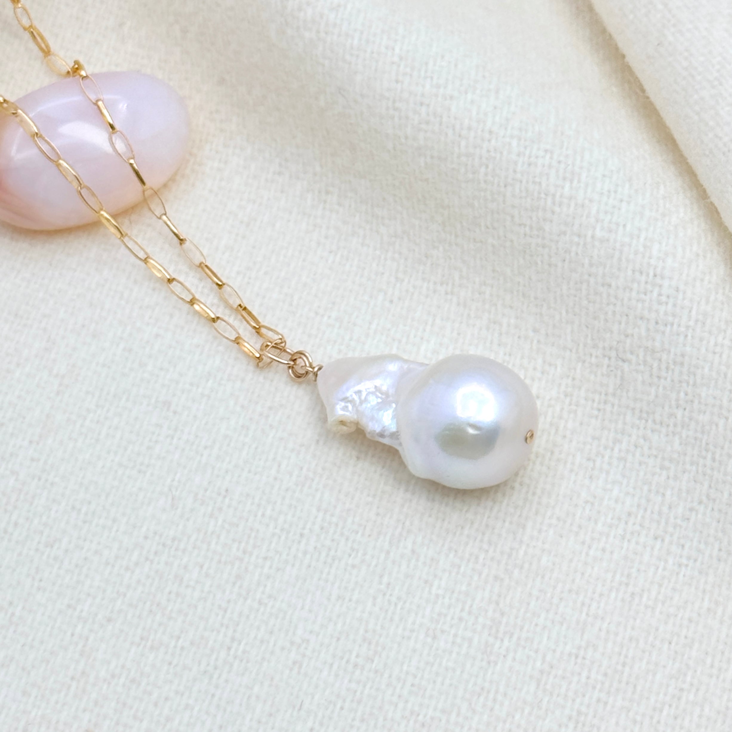 14k Gold-Filled Long Baroque Pearl Necklace