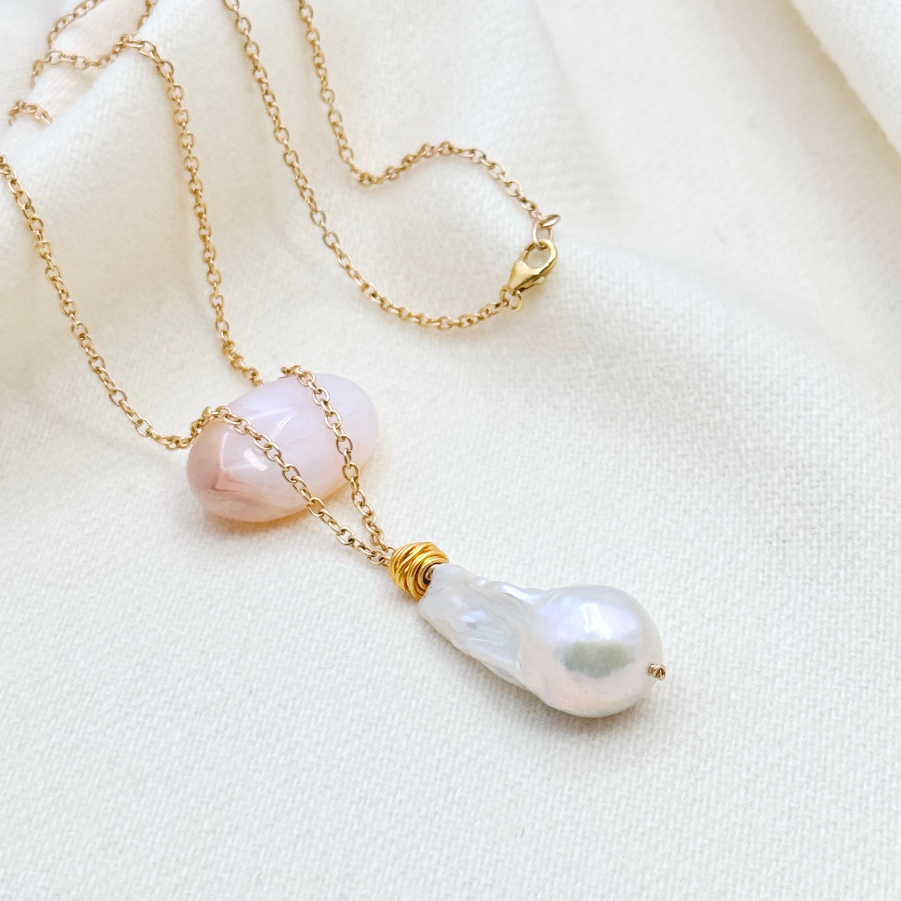 14k Gold-Filled Large Baroque Pearl Necklace
