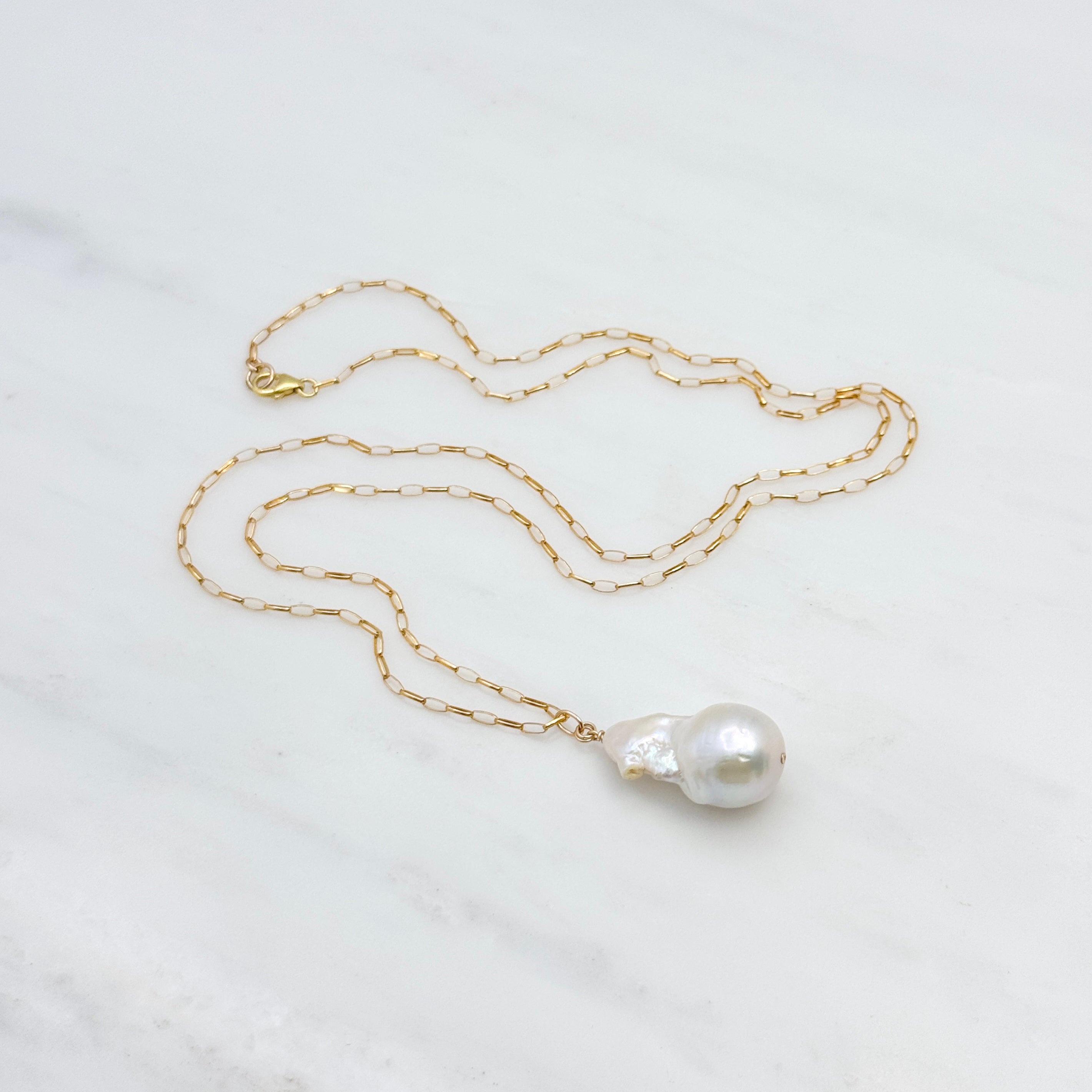 14k Gold-Filled Long Baroque Pearl Necklace