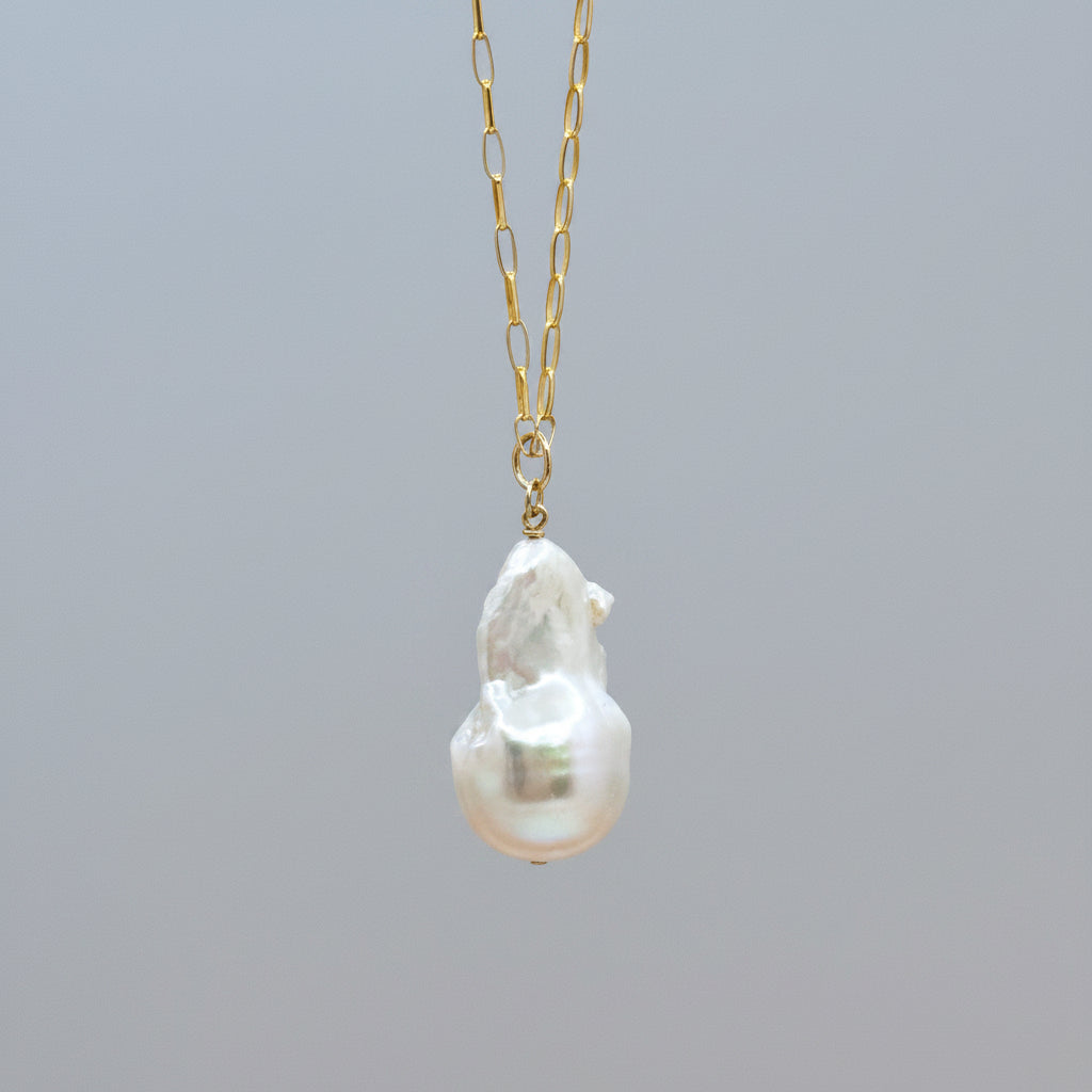 14k Gold-Filled Long Baroque Pearl Necklace