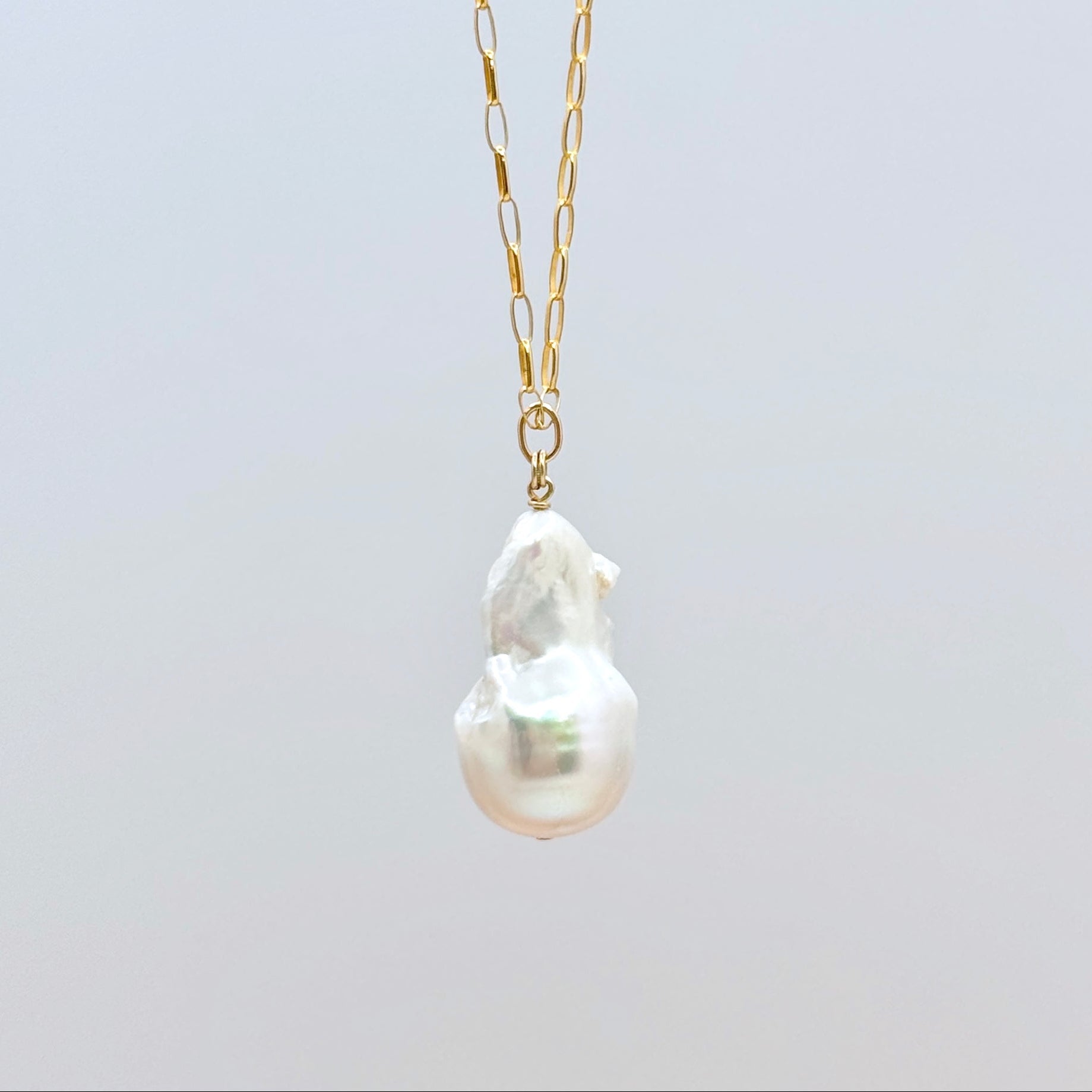 14k Gold-Filled Long Baroque Pearl Necklace