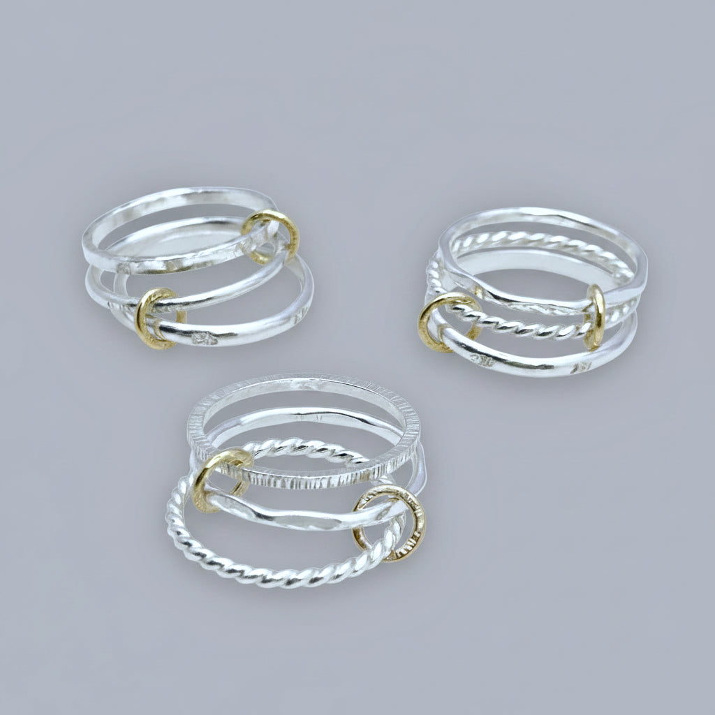 Sterling Silver Mixed Metal Stacking Ring