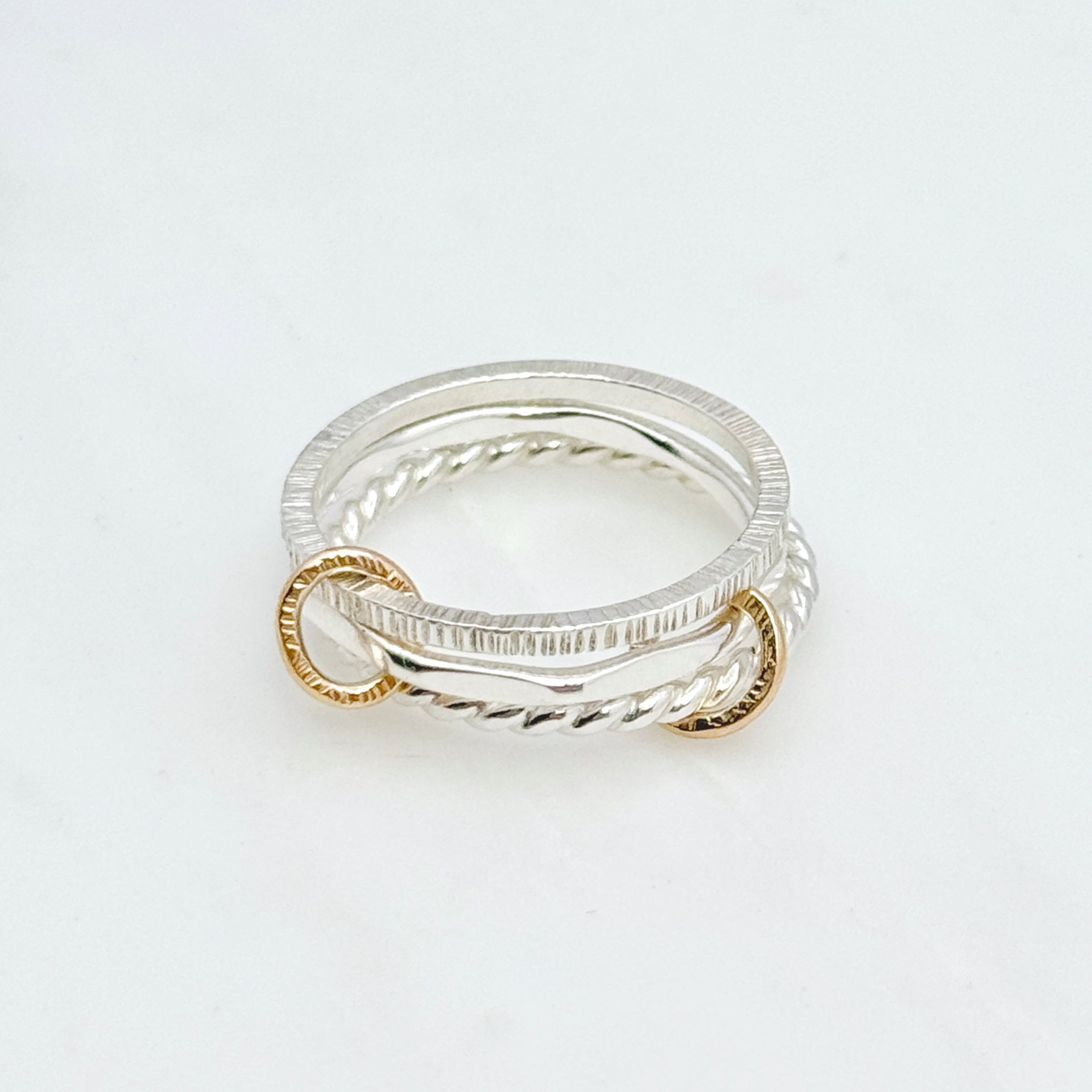 Sterling Silver Mixed Metal Stacking Ring