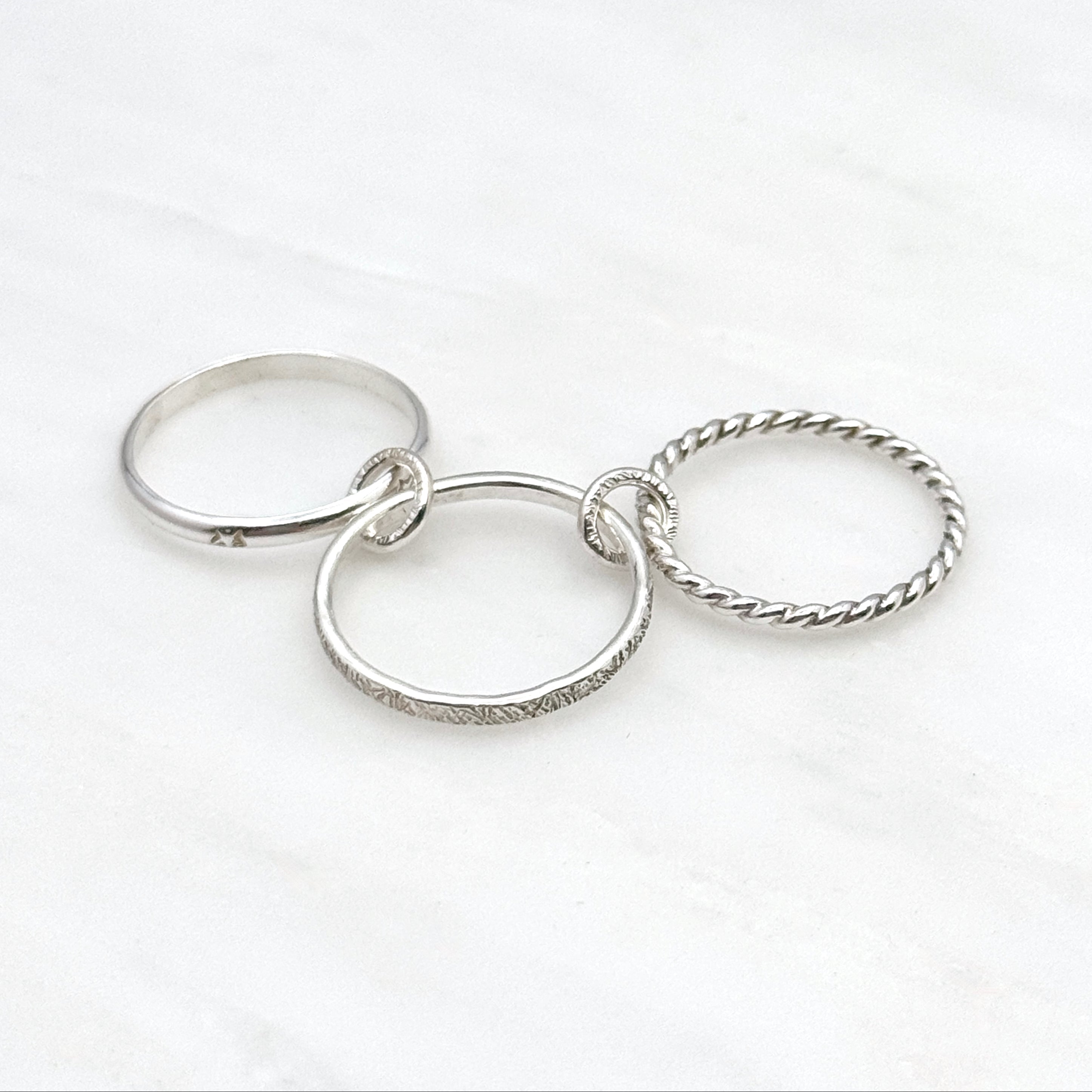 Sterling Silver Textured Stacking Ring Set