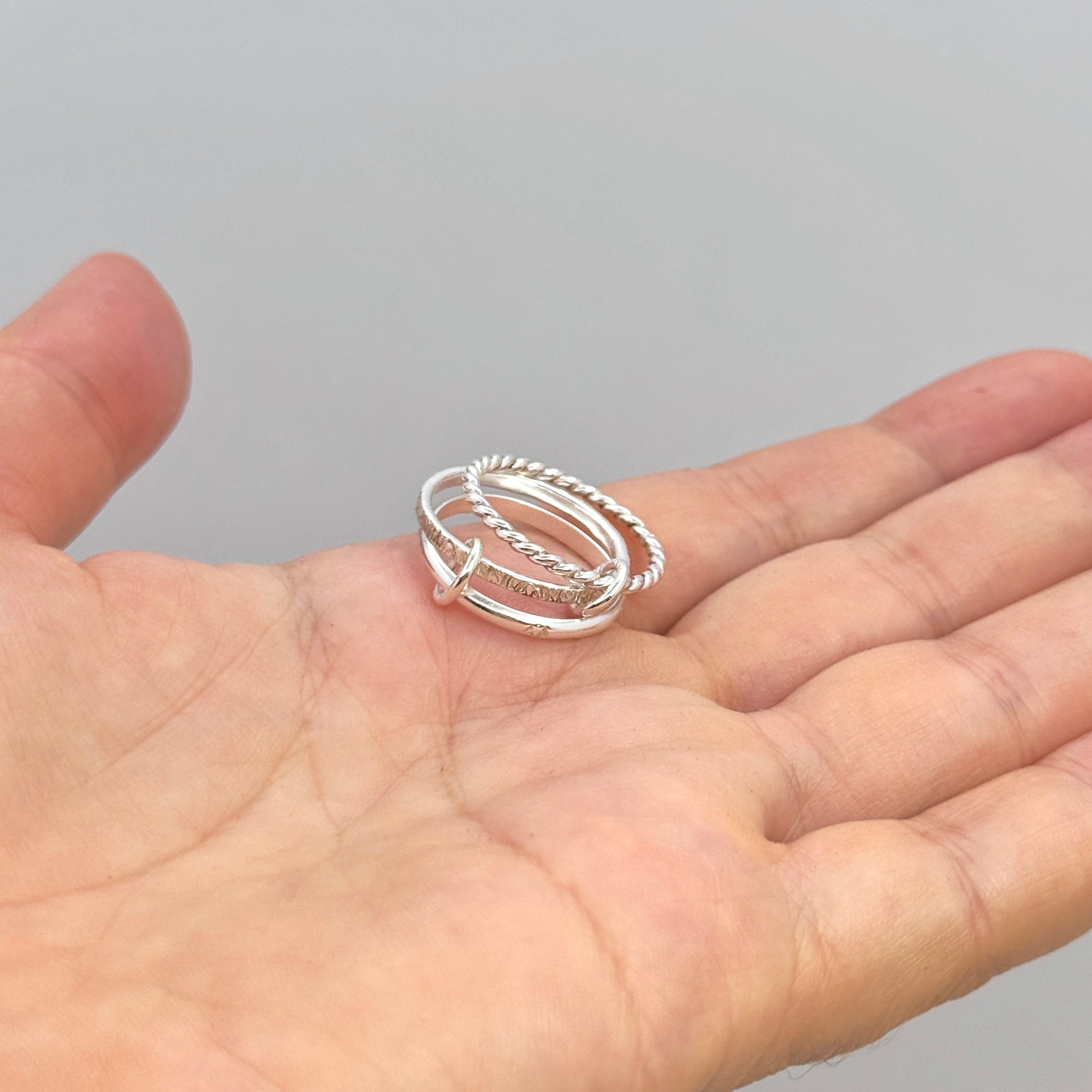 Sterling Silver Textured Stacking Ring Set