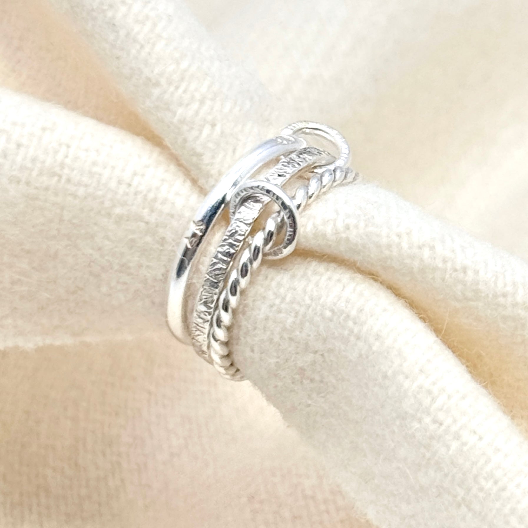 Sterling Silver Textured Stacking Ring Set