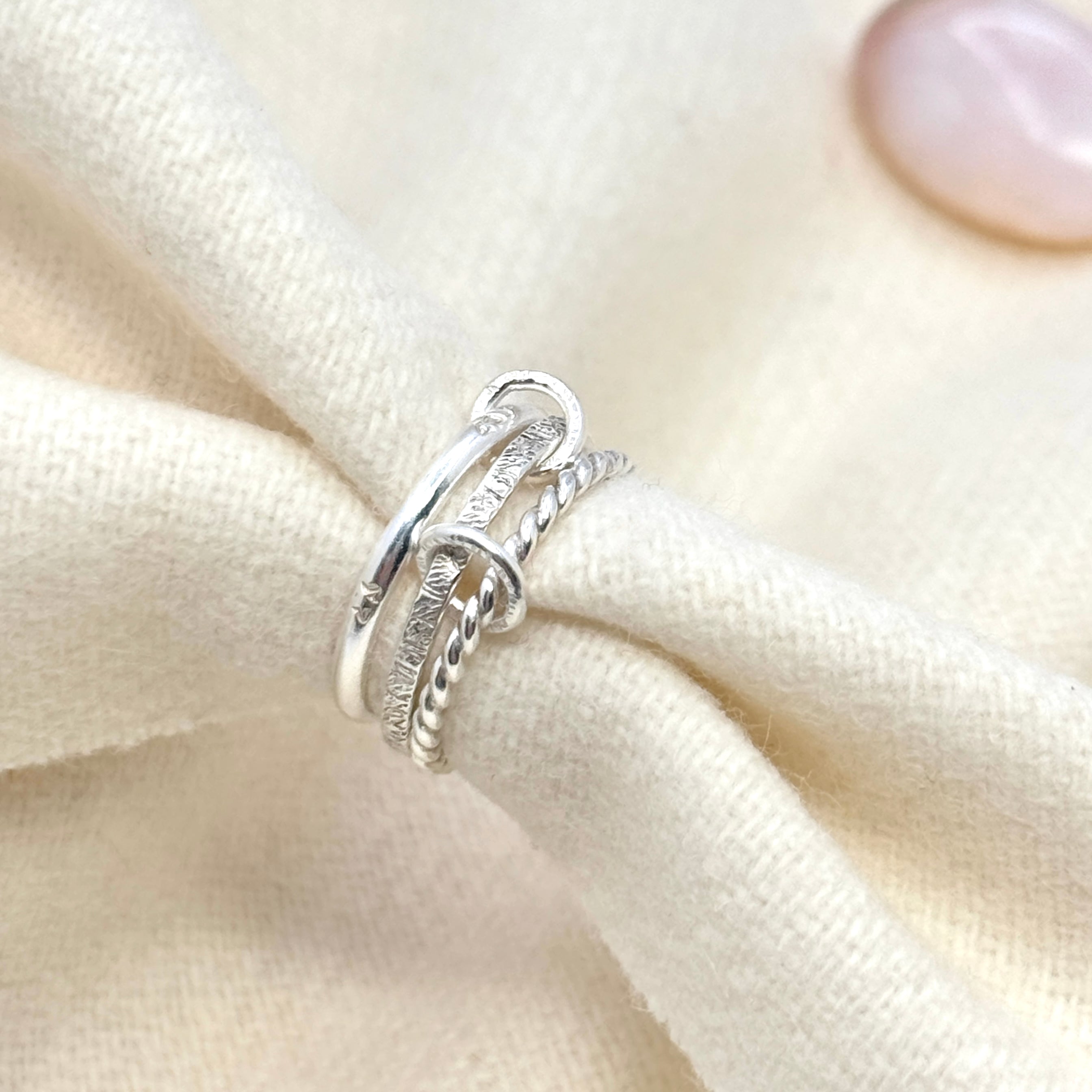 Sterling Silver Textured Stacking Ring Set