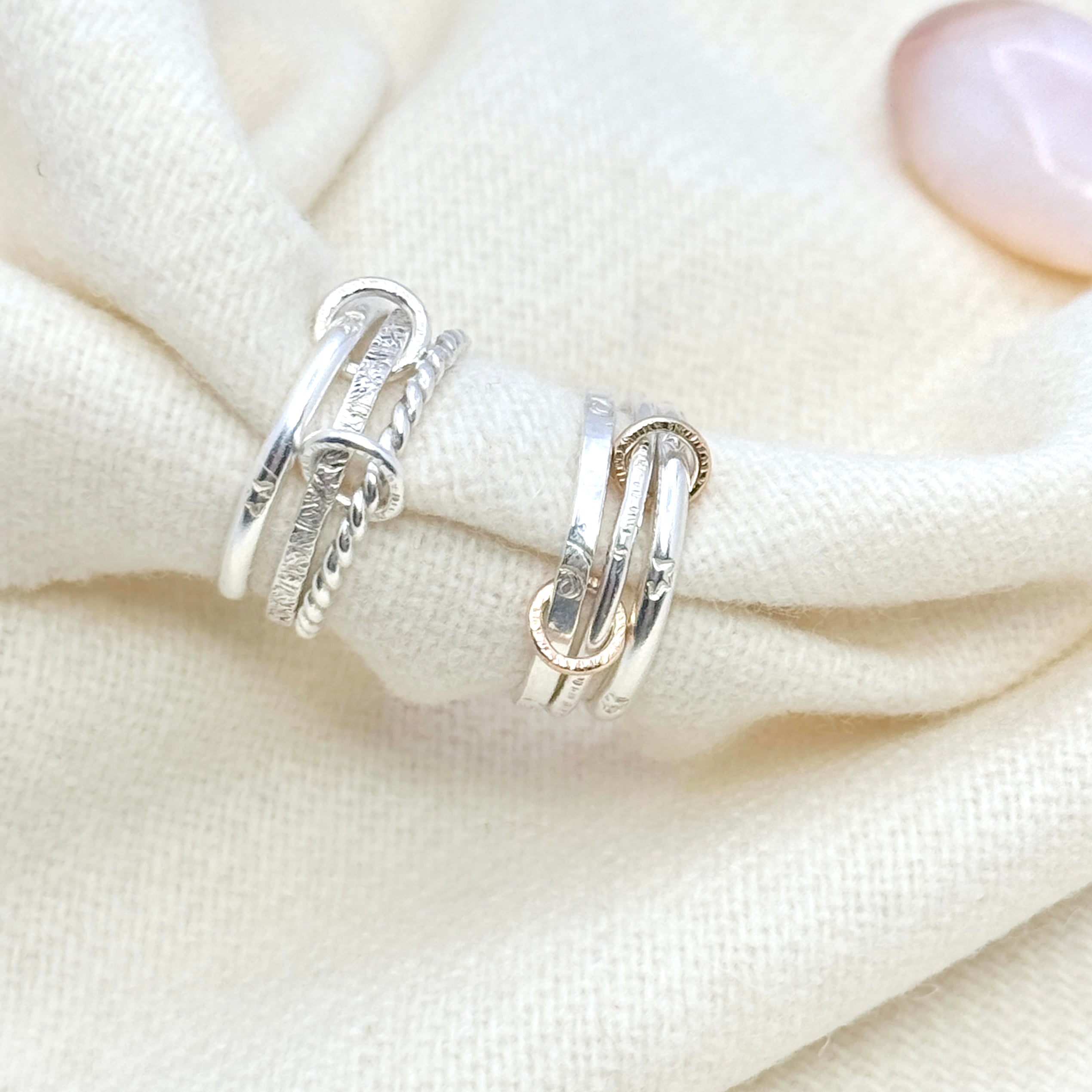 Sterling Silver Textured Stacking Ring Set