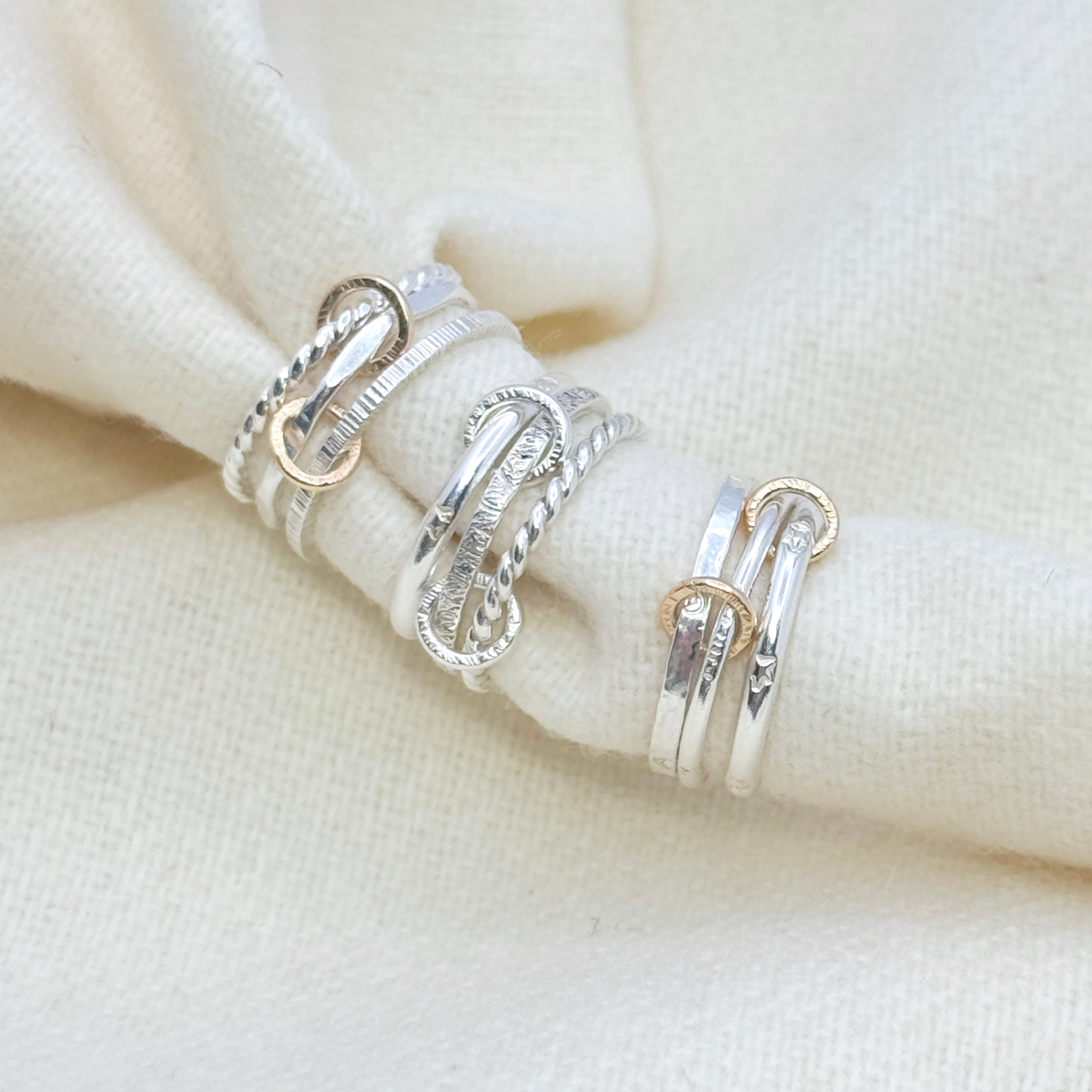 Sterling Silver Textured Stacking Ring Set