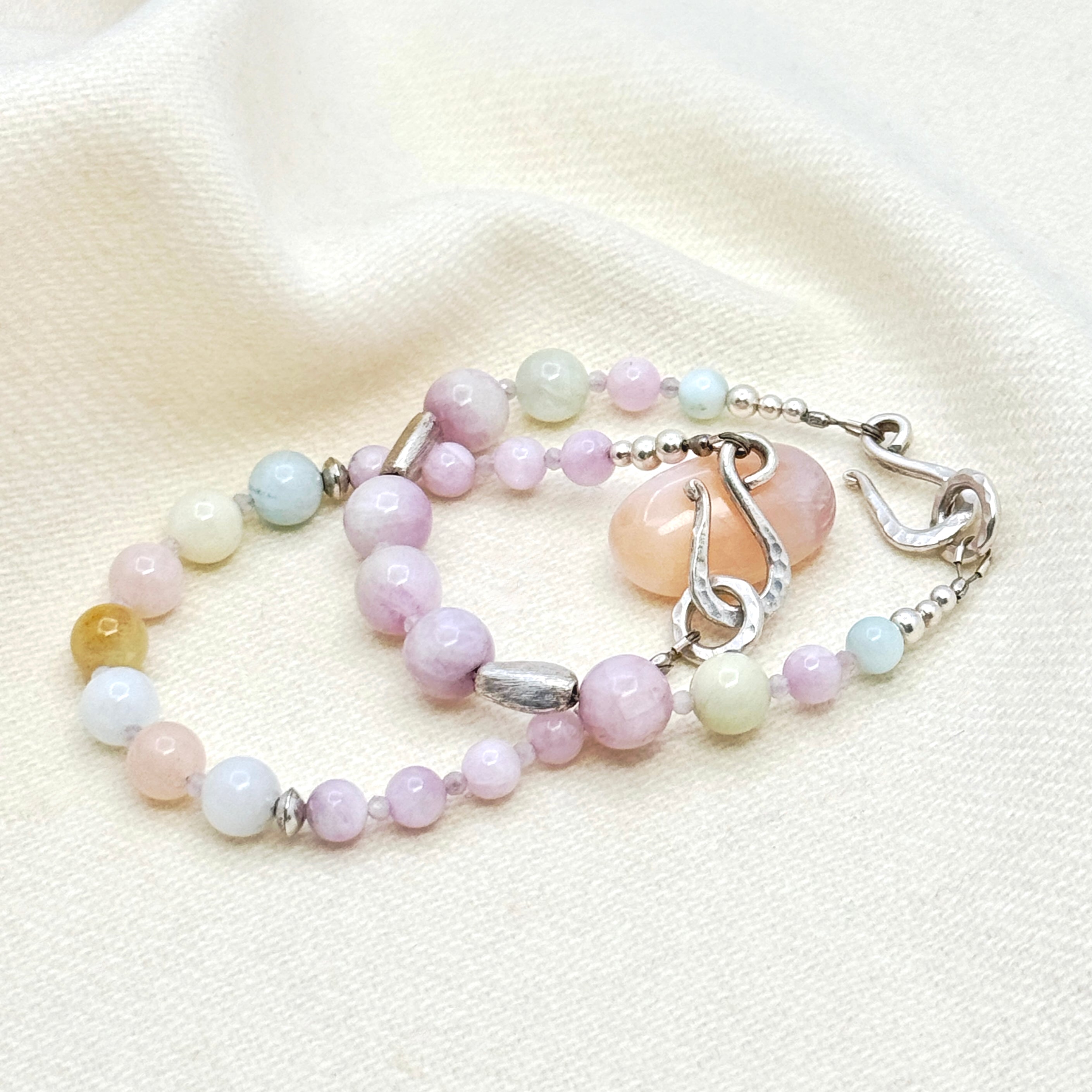 Kunzite & Morganite Sterling Silver Bracelet