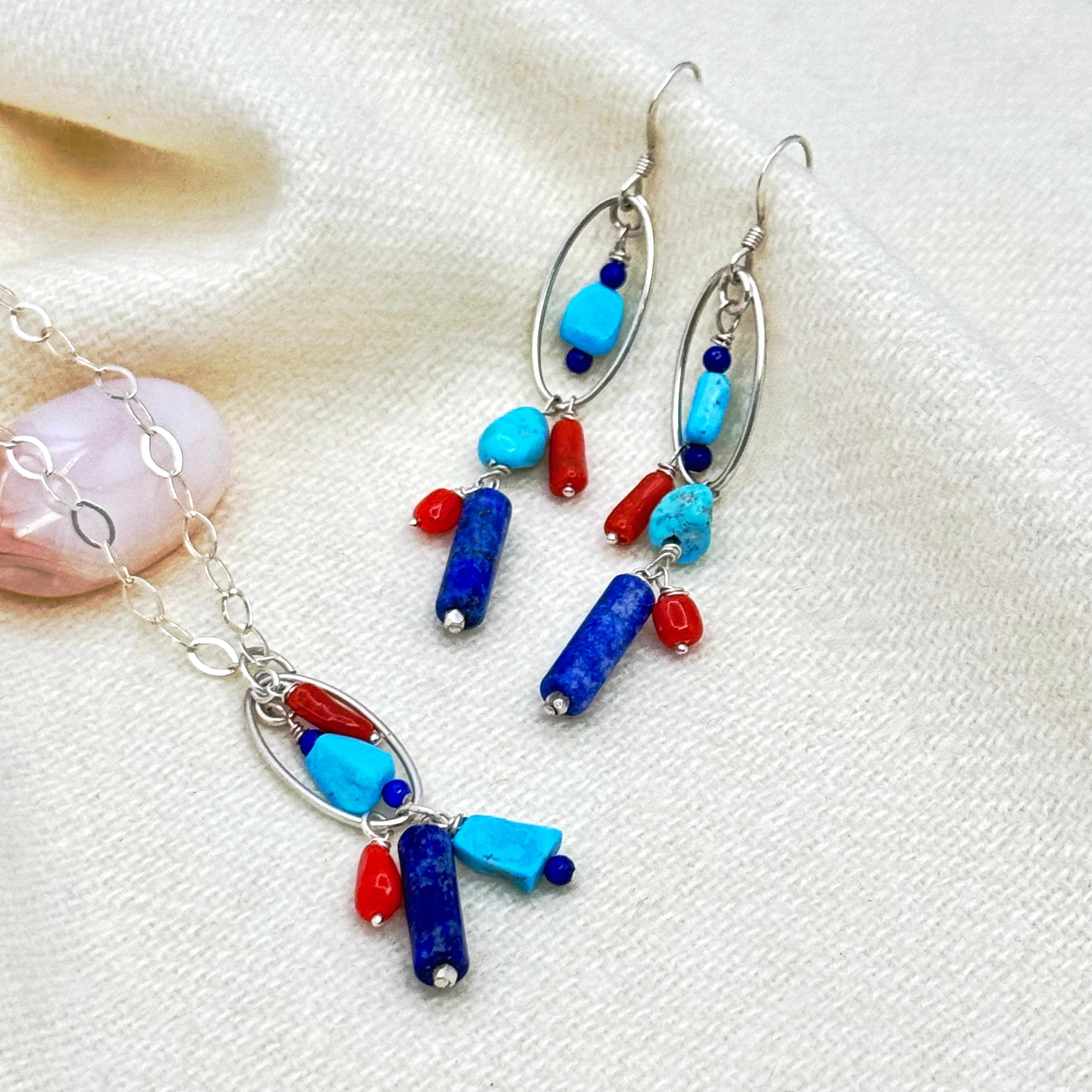 Southwestern Lapis & Turquoise Coral Necklace