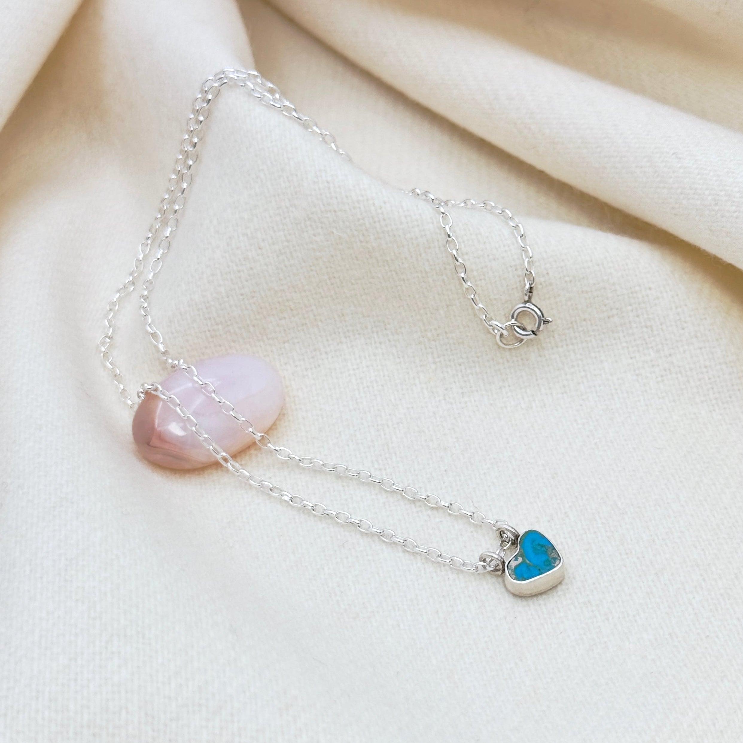 Real Turquoise Heart Sterling Silver Necklace