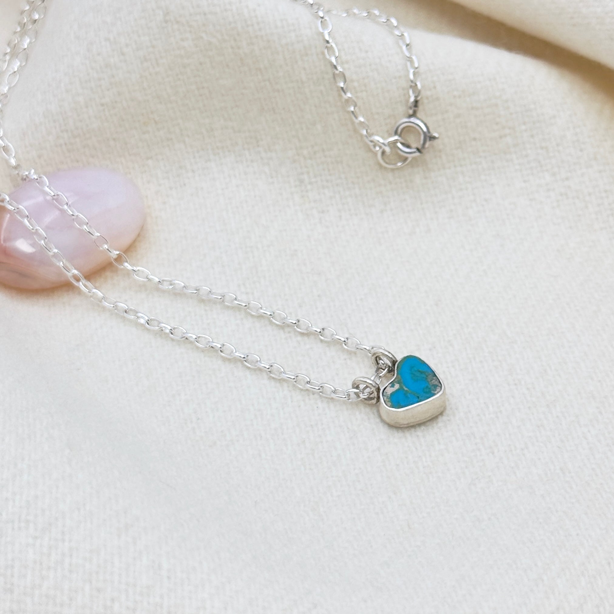 Real Turquoise Heart Sterling Silver Necklace