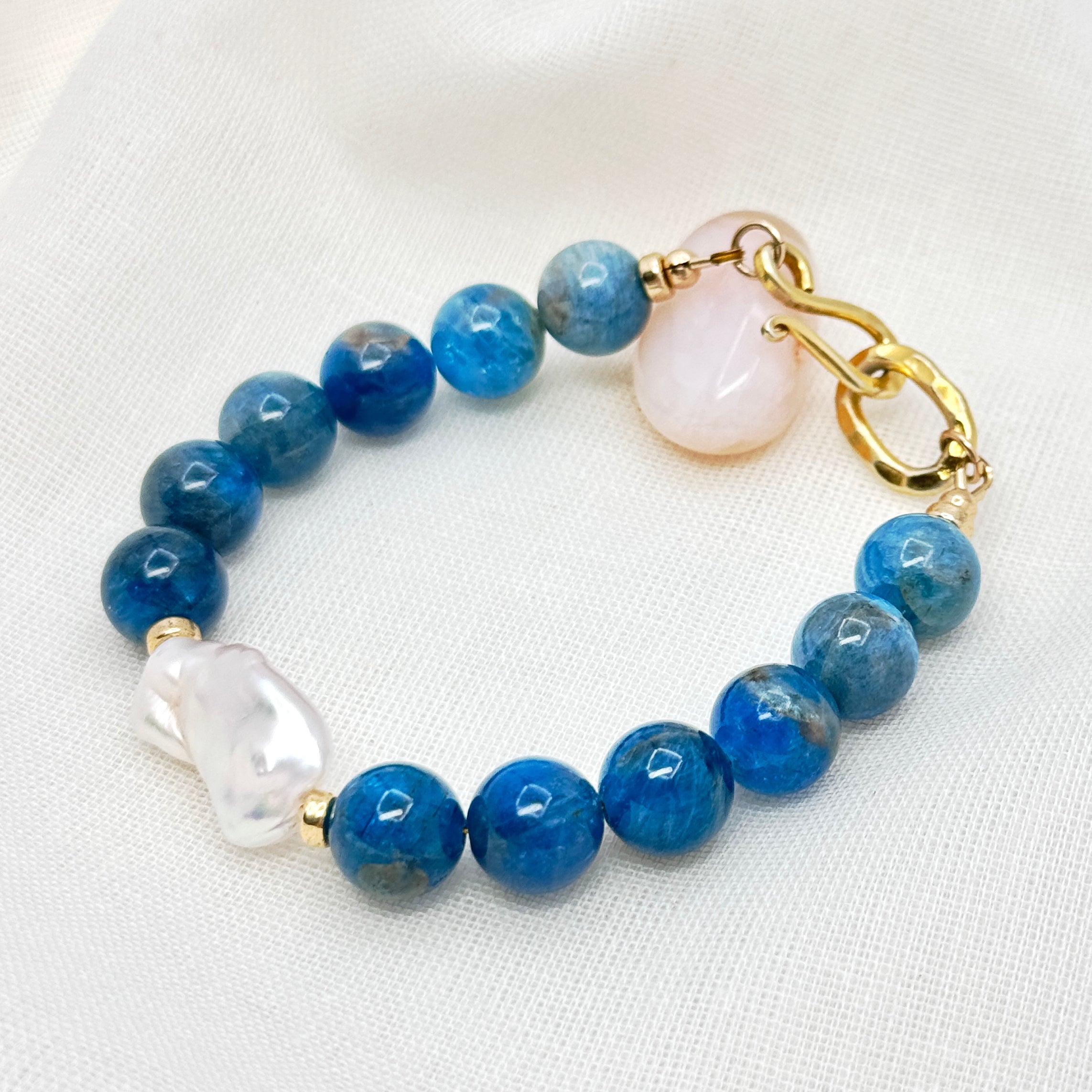 Bold Apatite & Baroque Pearl Vermeil Bracelet