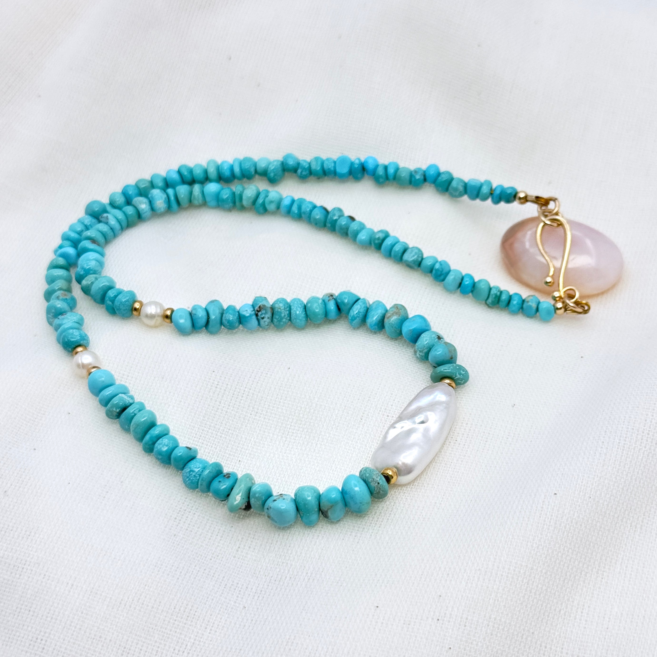 Turquoise & Baroque Pearl Vermeil Necklace