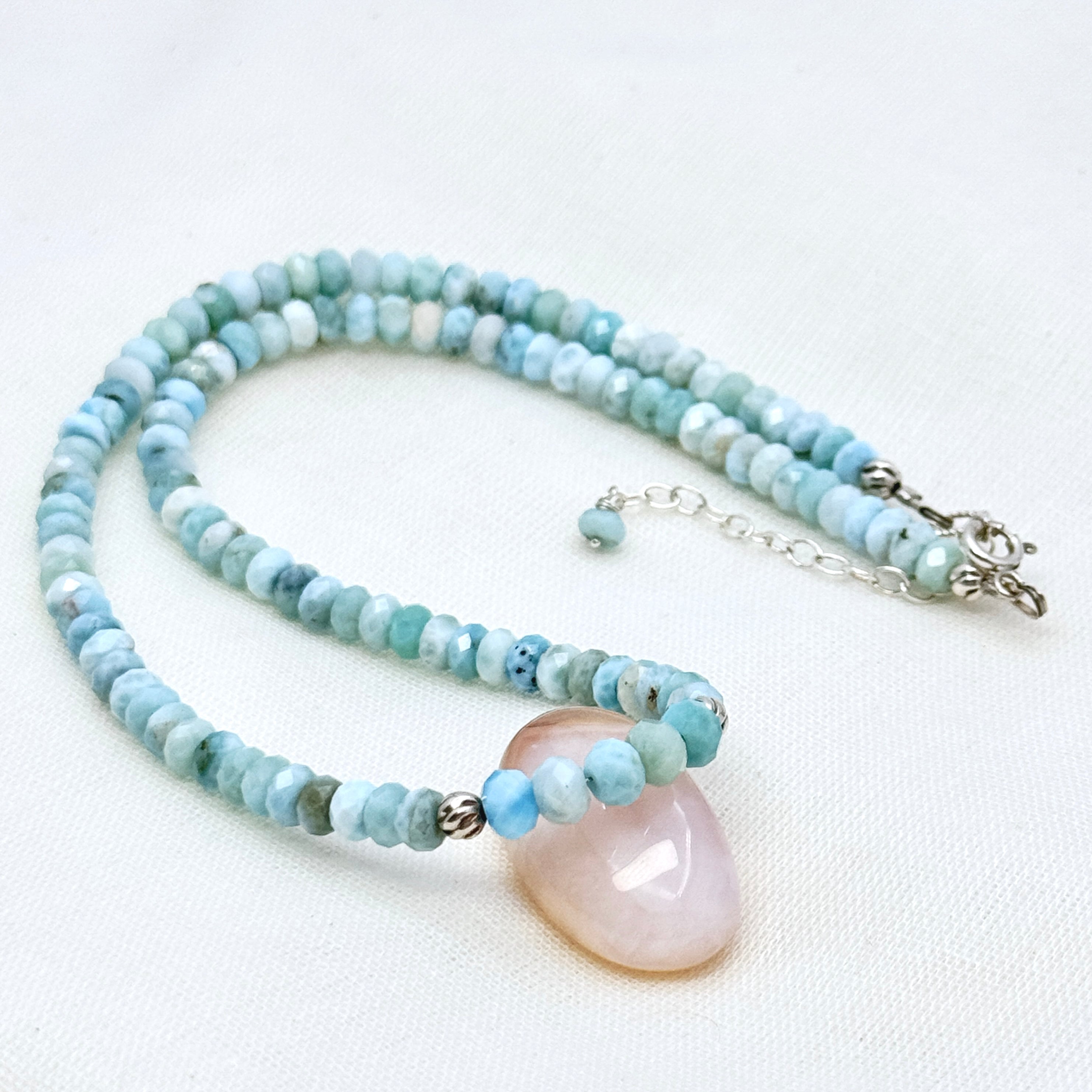 Faceted Larimar & Sterling Silver Necklace