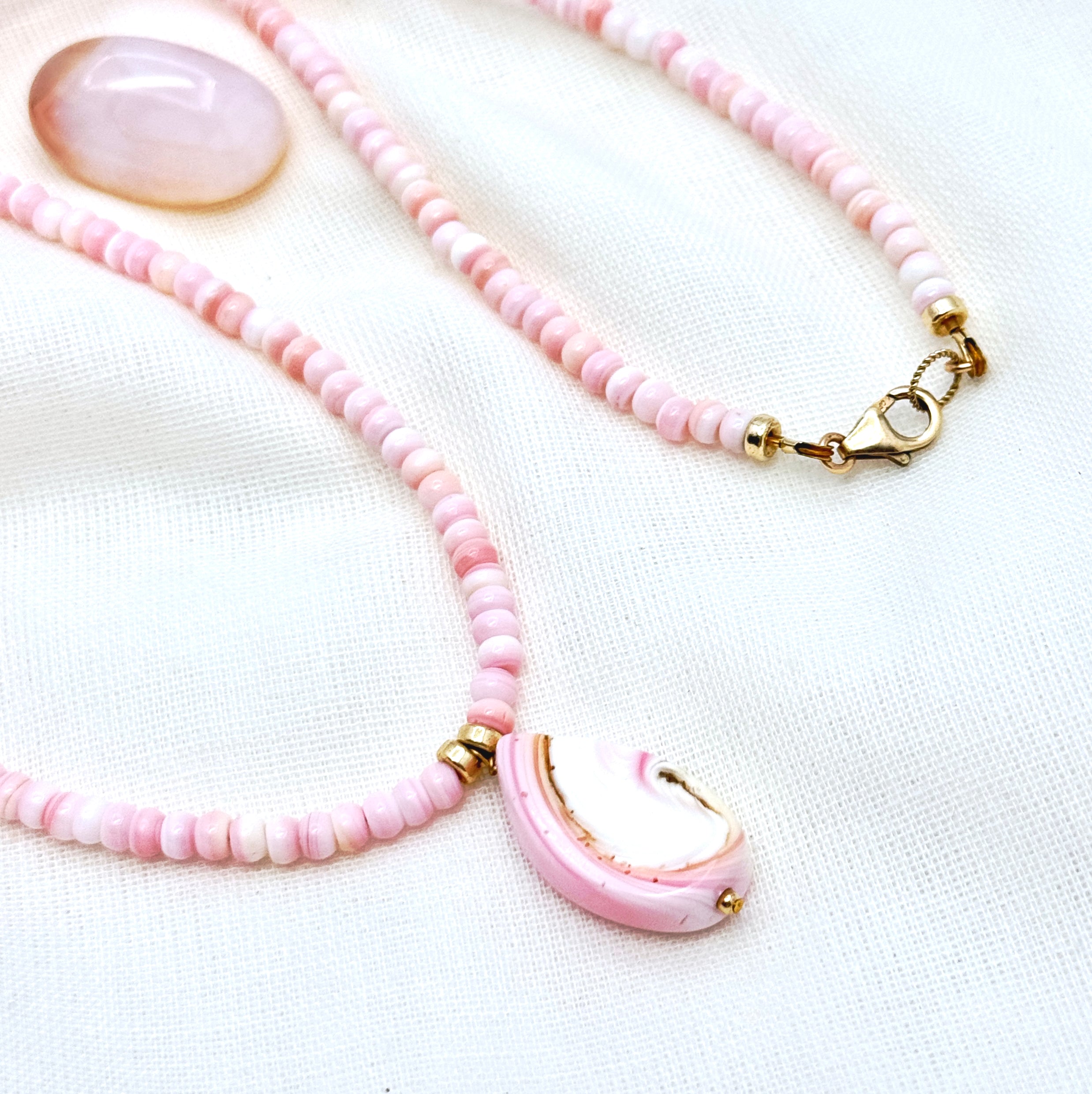 Pink Conch Gold-Filled Teardrop Necklace