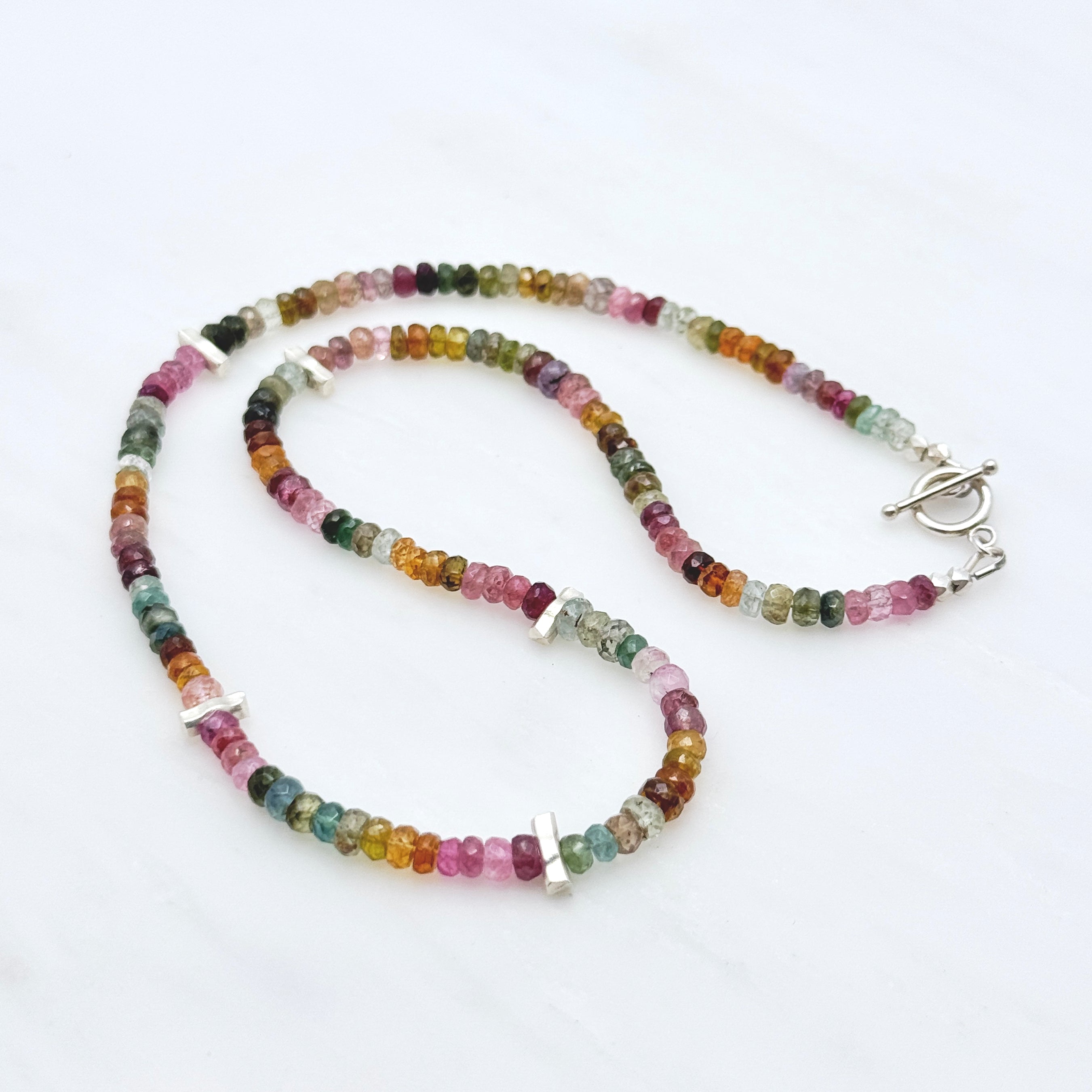Multicolor Tourmaline 925 Silver Necklace