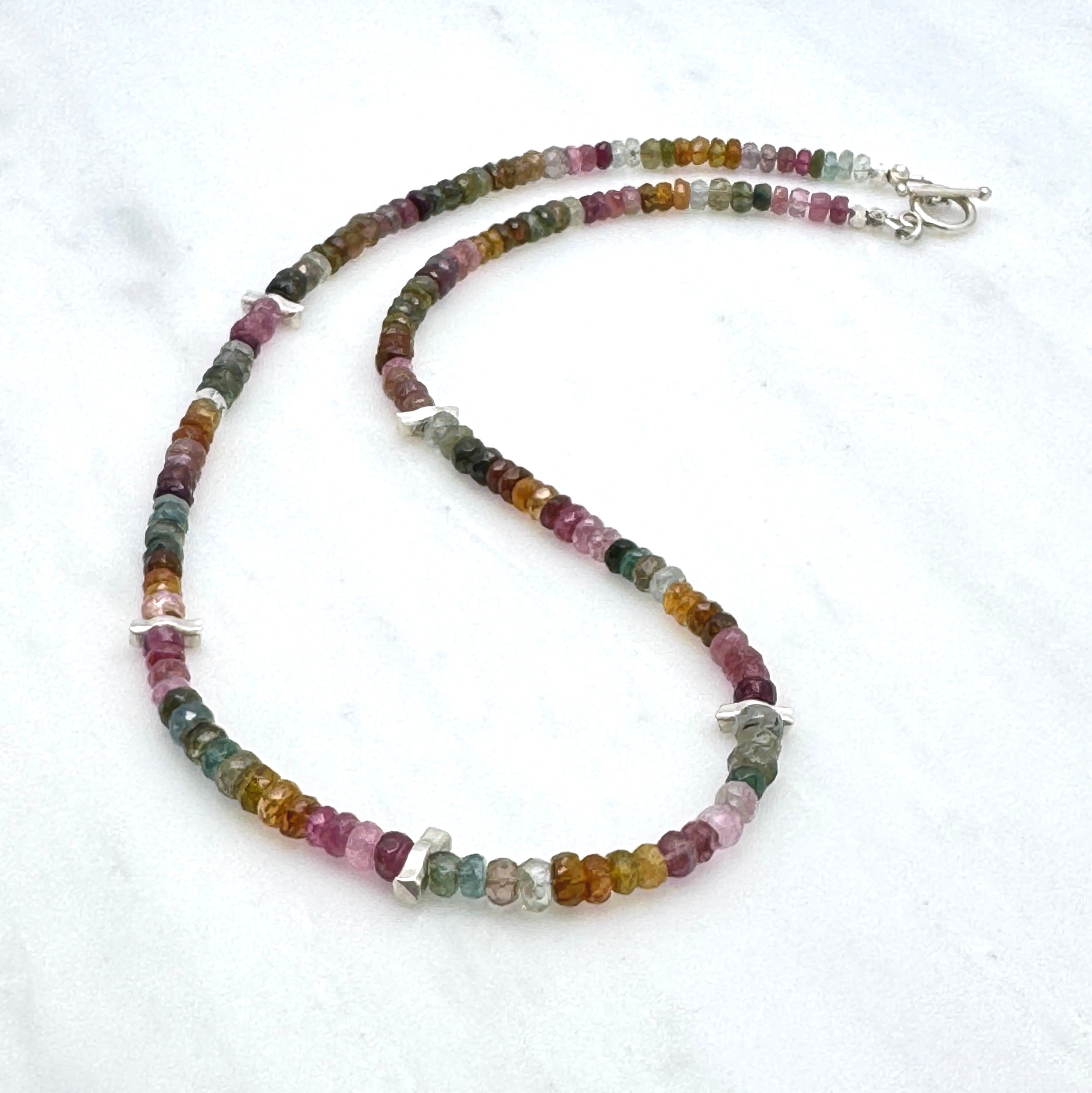 Multicolor Tourmaline 925 Silver Necklace