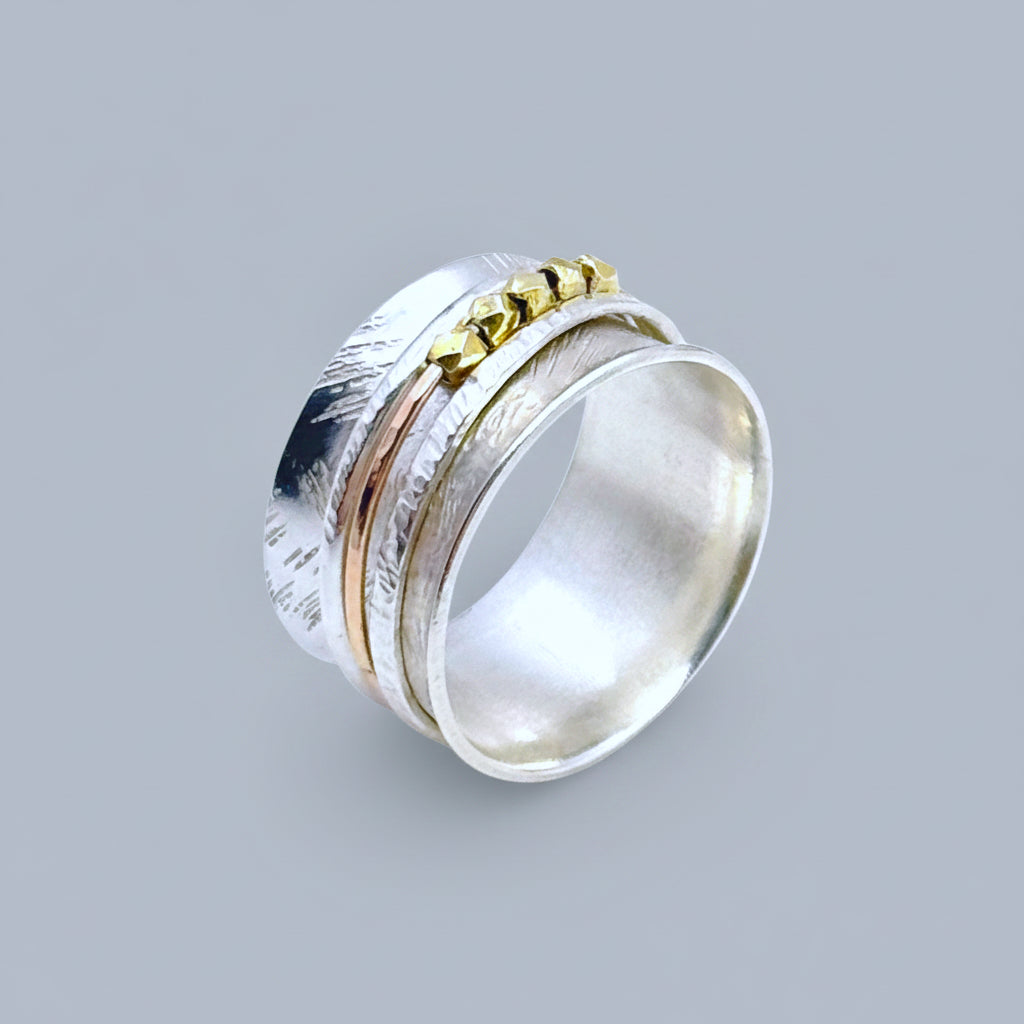 Sterling Silver Spinner Ring With Moving Beads