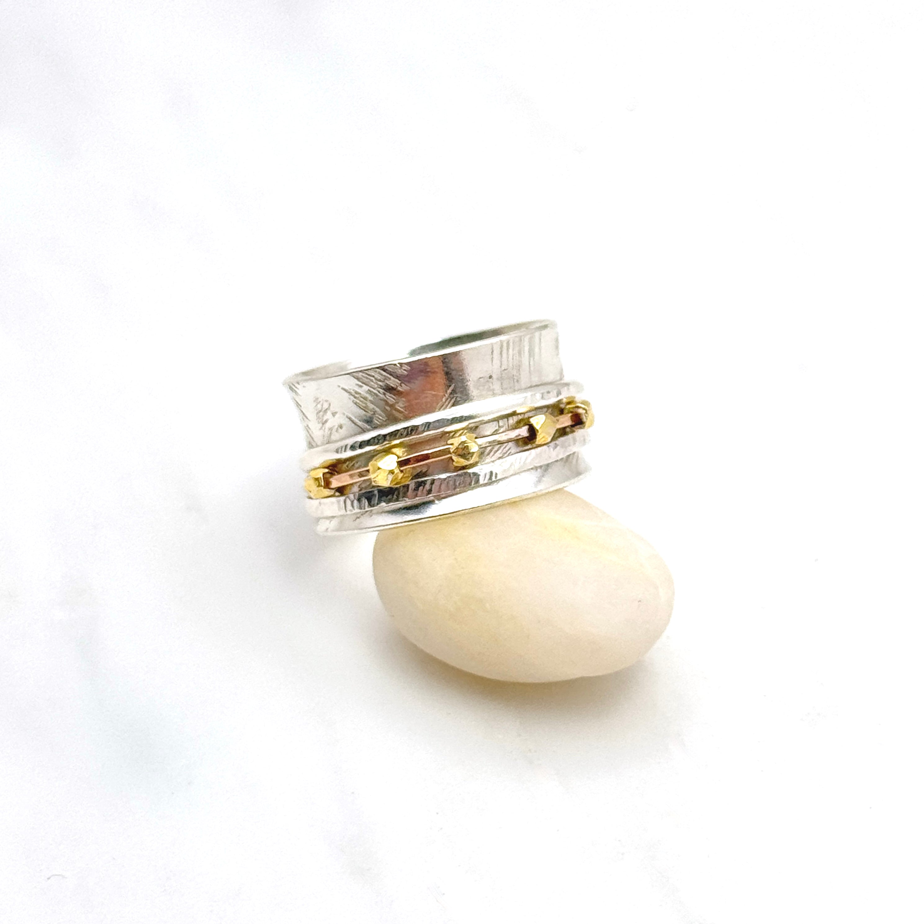 Sterling Silver Spinner Ring With Moving Beads