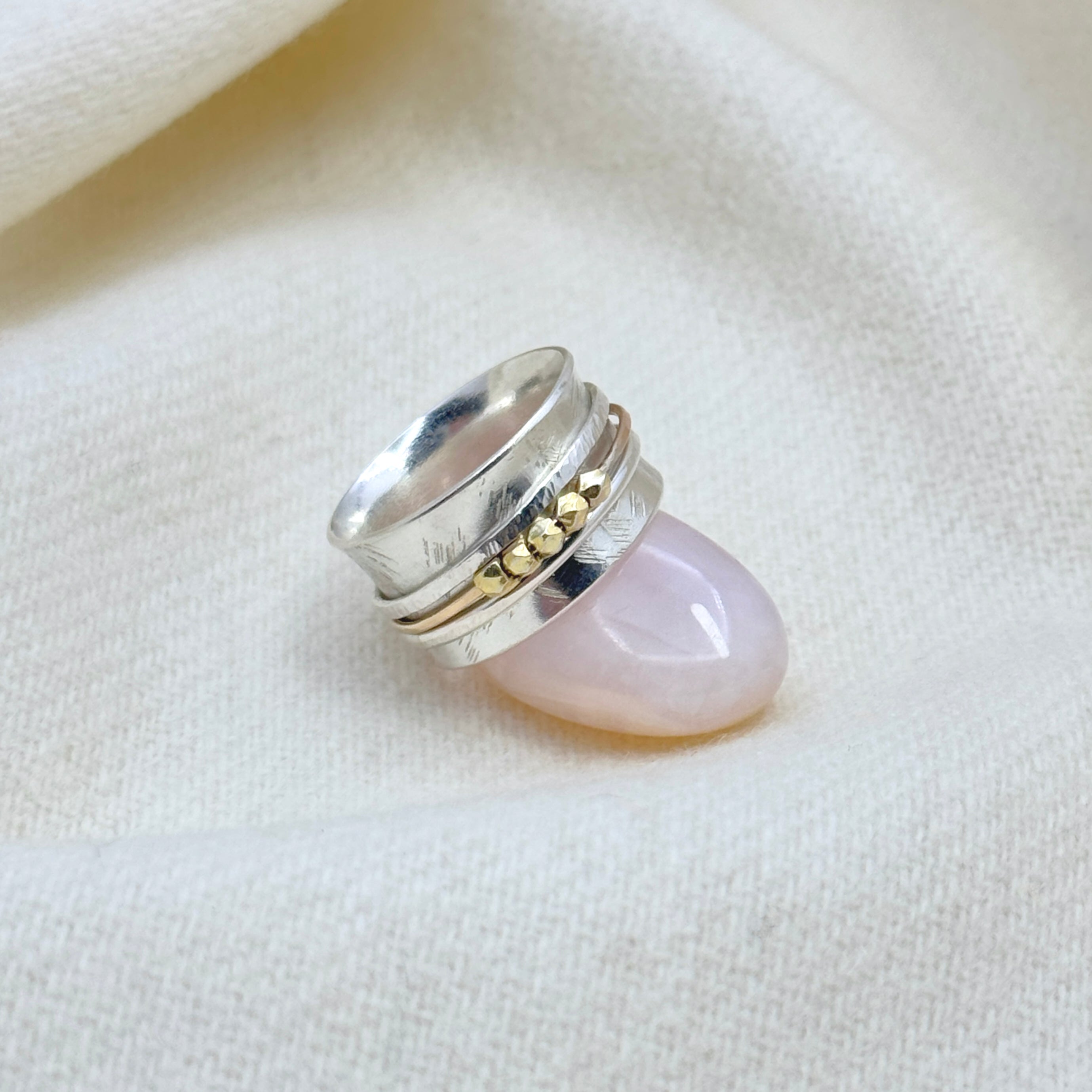 Sterling Silver Spinner Ring With Moving Beads
