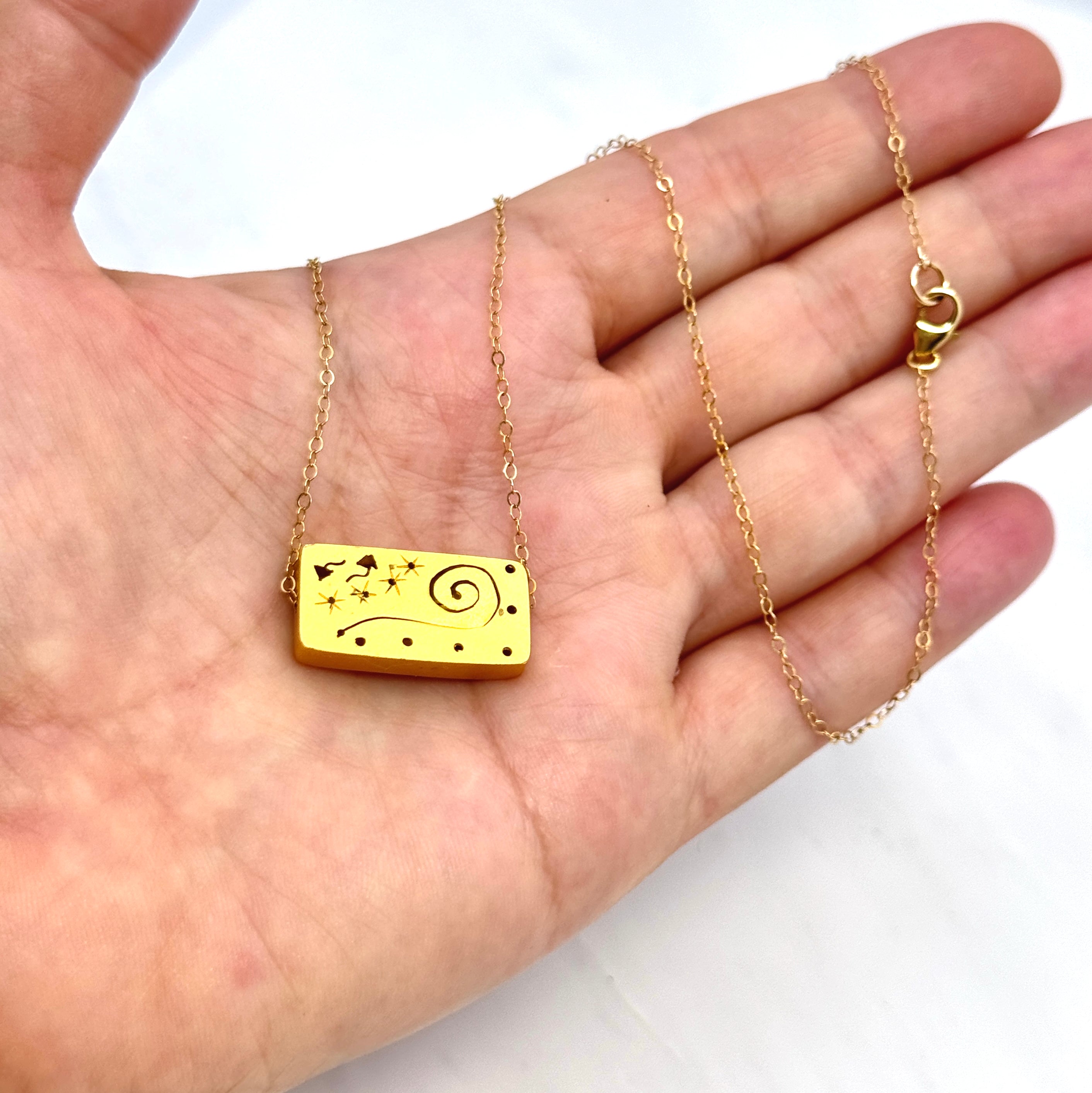 Vermeil Abstract Bar & Gold-Filled Necklace