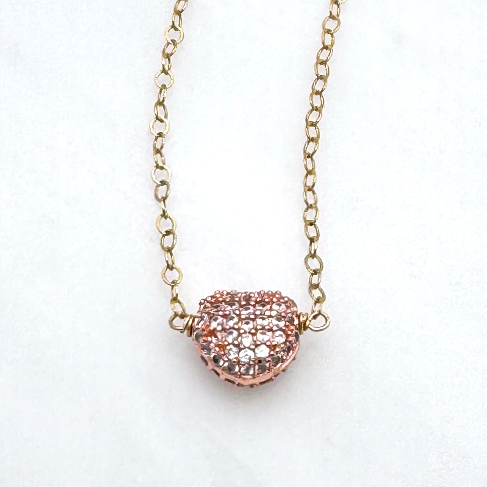 Gold-Filled CZ Heart Charm Necklace