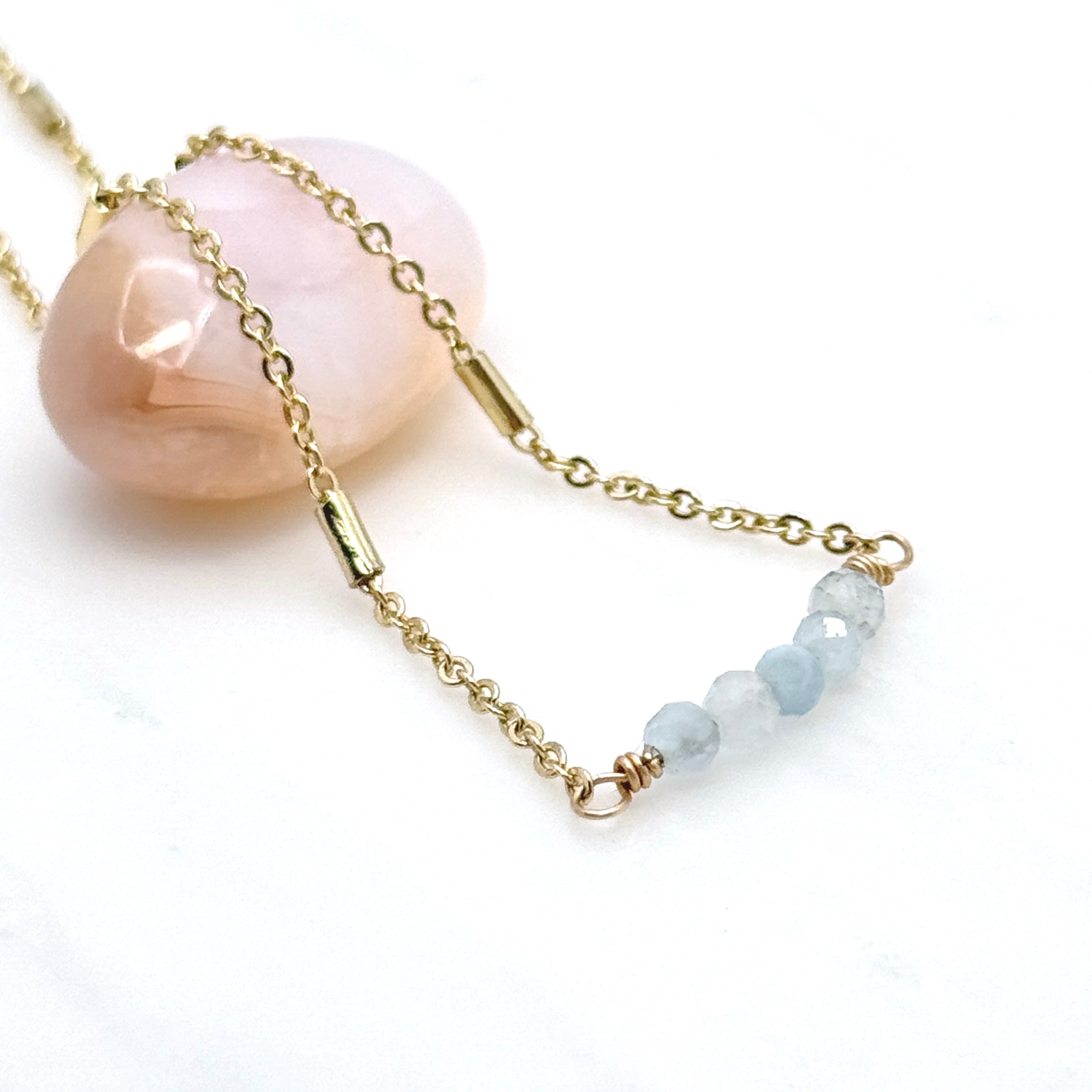 Aquamarine Bar On Satellite Chain Necklace