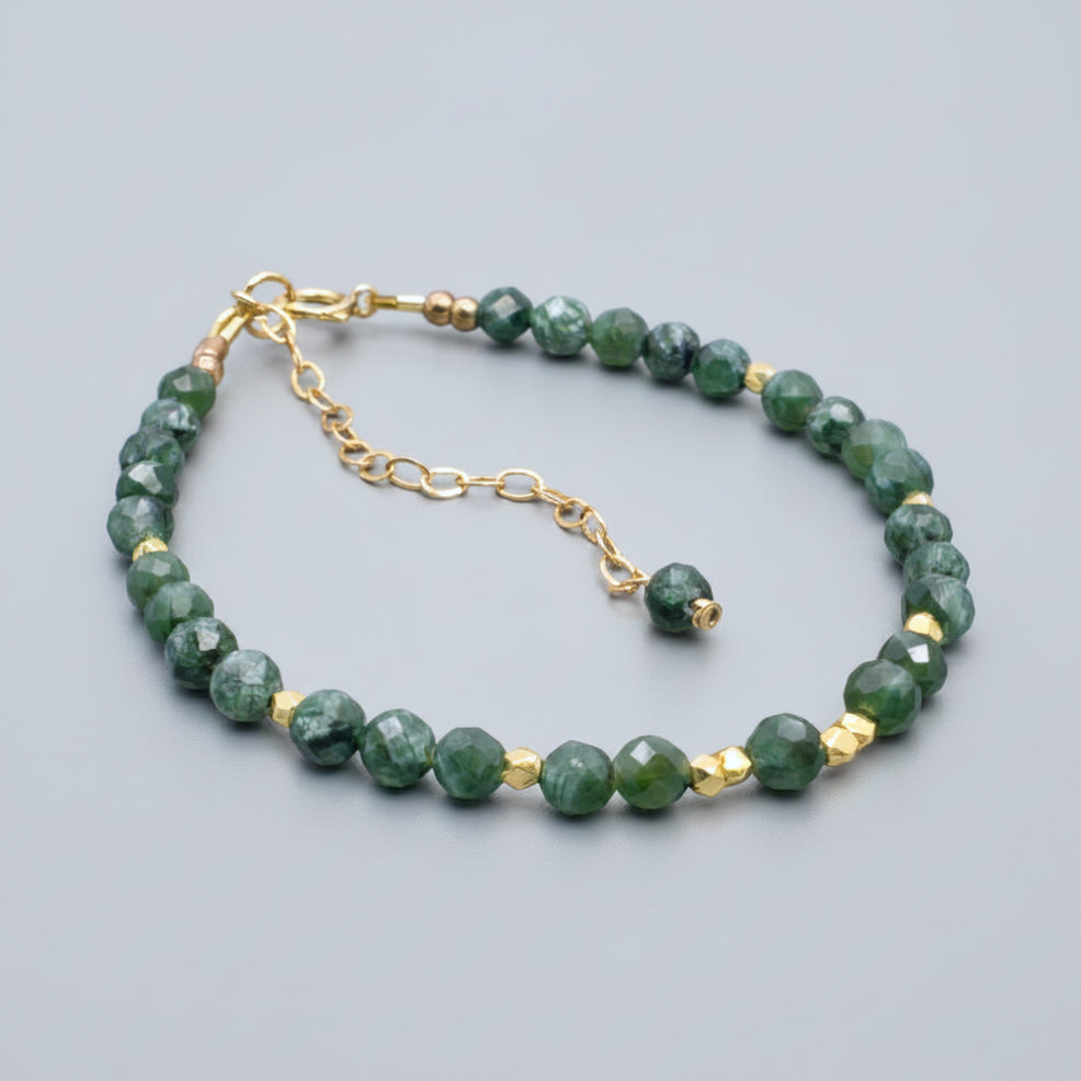 Faceted Seraphinite Gold-Filled Bracelet