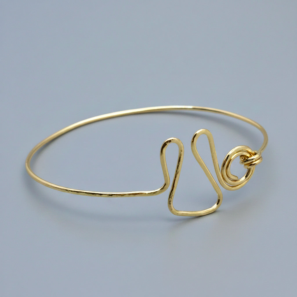 Thick 14Kt Gold-Filled Hammered Swirl Bangle