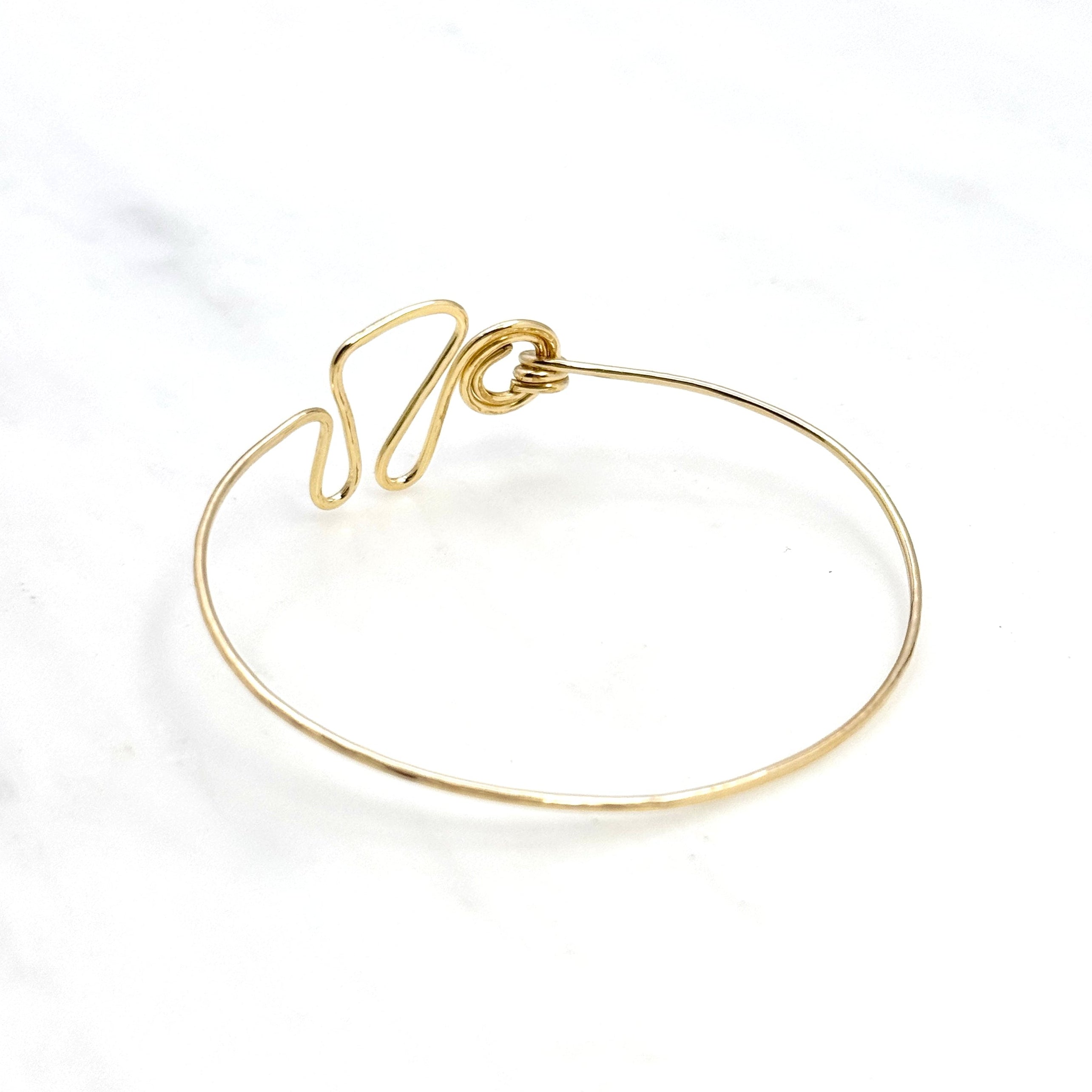 Thick 14Kt Gold-Filled Hammered Swirl Bangle