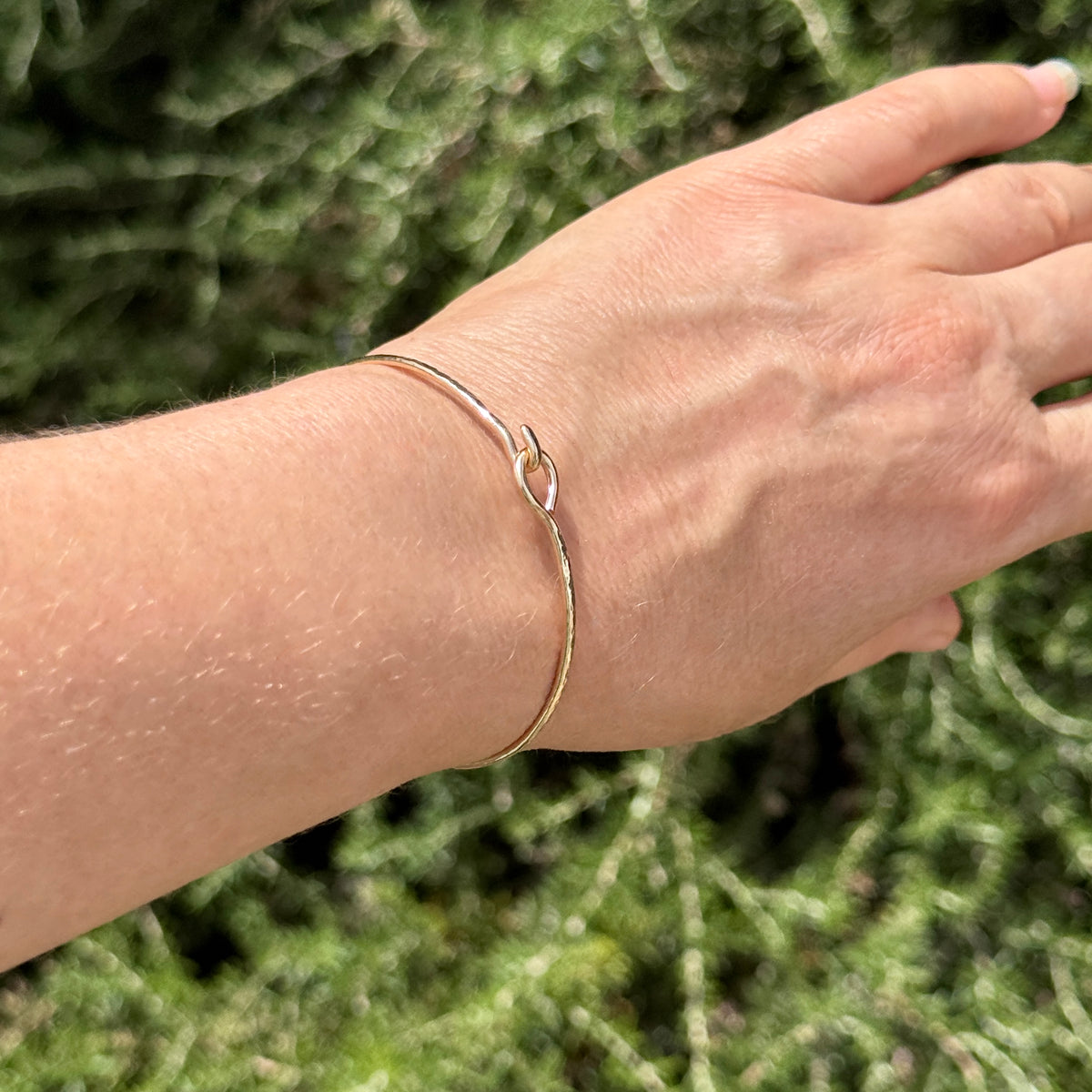 Gold-Filled Hammered Oval Bangle Bracelet